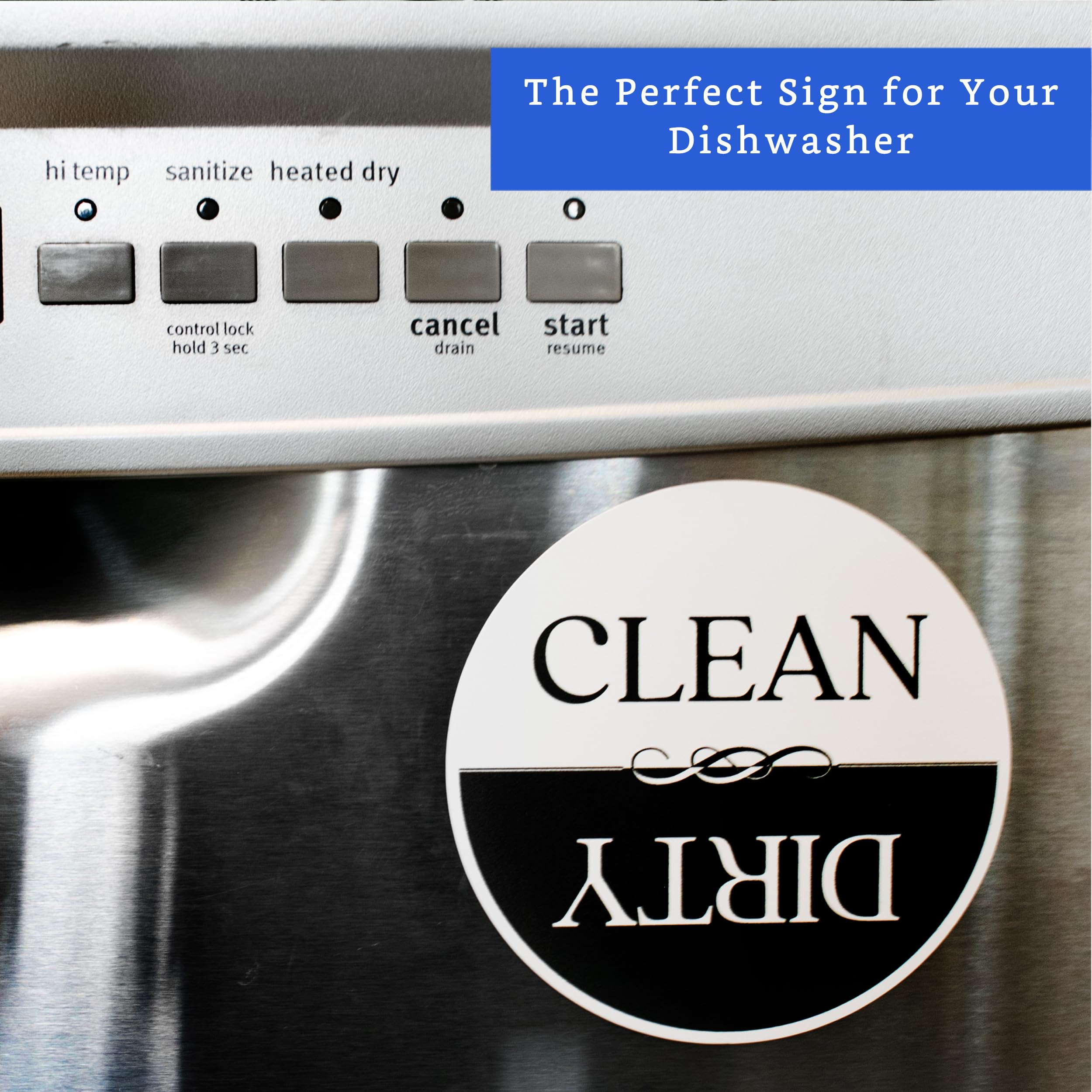 Dishwasher Magnet Clean Dirty Sign - 3.5 Inch Magnetic Indicator for Dishwasher Door - Kitchen Accessories for Home Organization | Perfect for Apartments, Offices & RVs