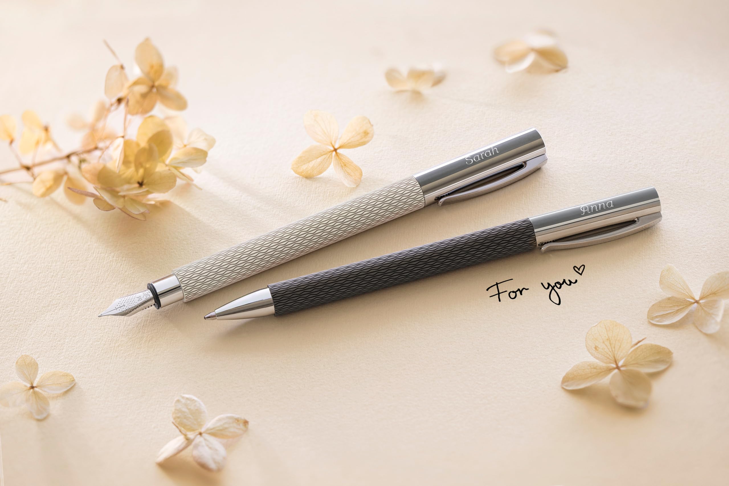 Faber-Castell Ambition OpArt 149620 Fountain Pen - Medium White Sand Nib with Gift Box - Premium Writing Instrument for Professionals, Students & Gift Giving