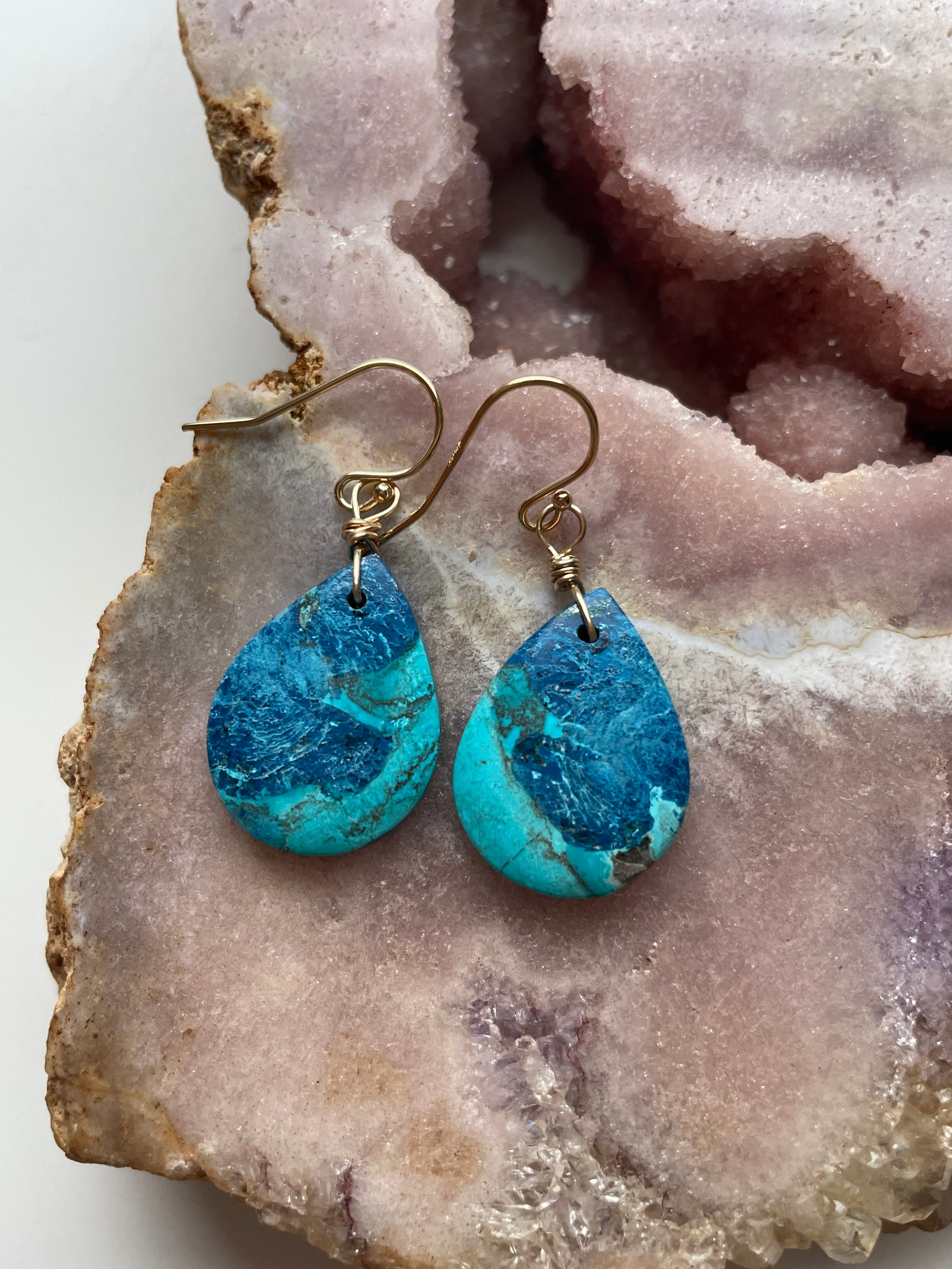 Shattuckite Gold Filled Earrings for Women - Handmade Boho Crystal Jewelry - Perfect for Gifts, Parties & Everyday Wear