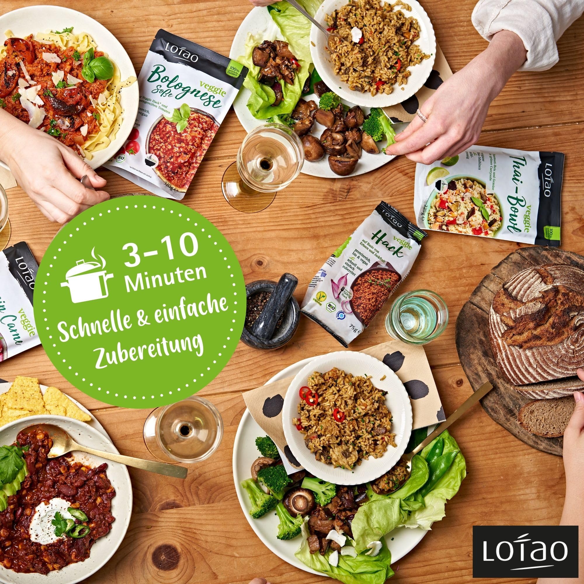 LOTAO Vegan Ready Meals - Explorer Box: 11 Organic Microwaveable Vegan Dishes | No Additives, Soy-Free | Healthy Plant-Based Meal Prep for Office Lunch, Camping & Emergency Food Supply