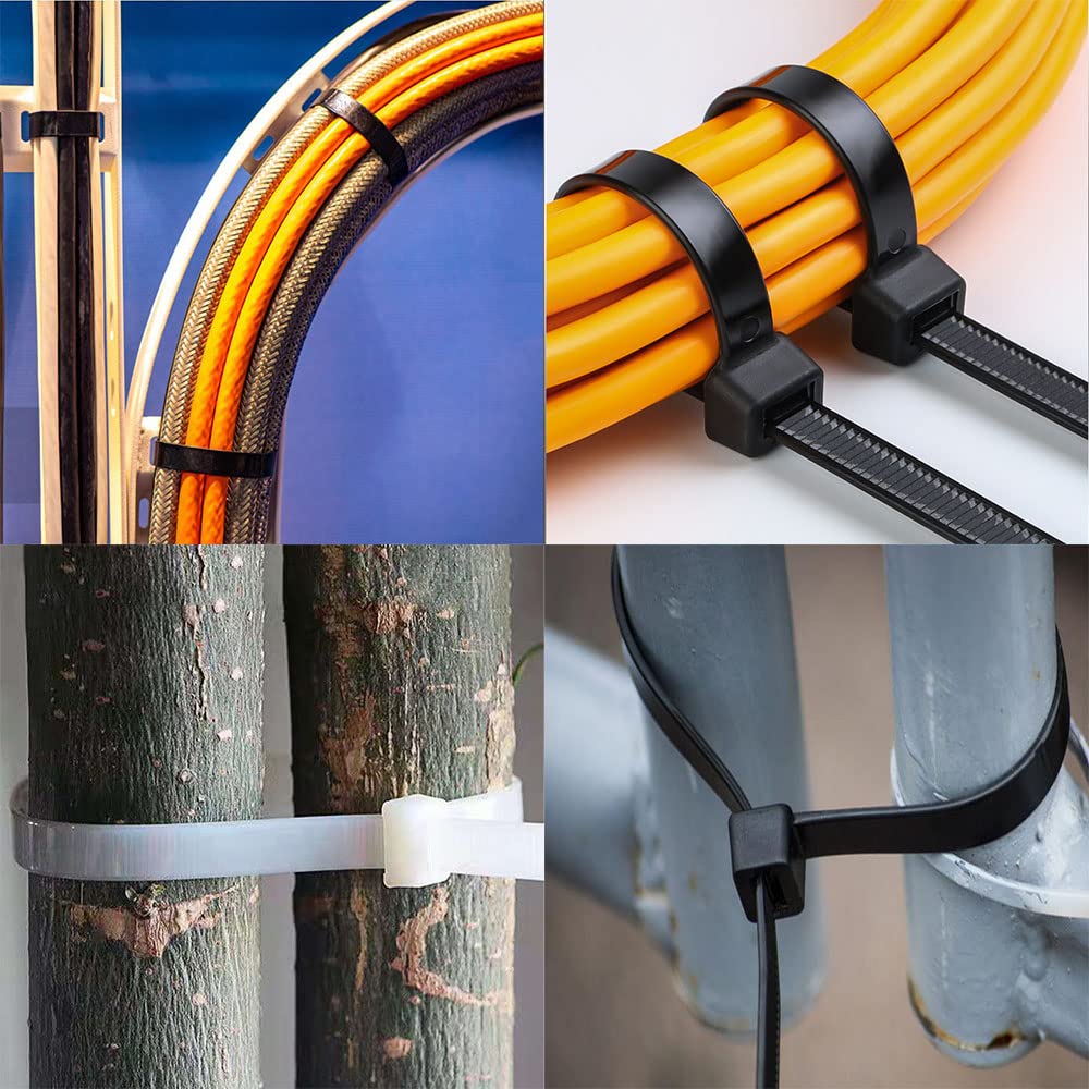 Heavy Duty 16 Inch White Zip Ties - 120 Lbs Tensile Strength Self-Locking Cable Ties (Pack of 50) for Industrial, Home & Outdoor Use - Secure Wires, Organize Cables, Bundle Tools & Gardening