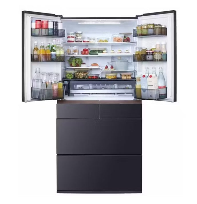 Hitachi R-GWC670TS XM 525L 6-Door Refrigerator - Mirror Mauve Gray | Large Capacity French Door Fridge for Modern Kitchen | Energy Efficient & Spacious Design for Home & Restaurant Use