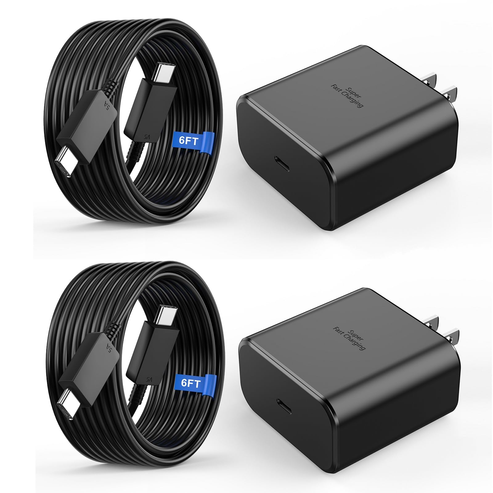 45W Fast Charger for iPhone 16 Pro Max - 2 Pack USB C Wall Charger with 6FT USB C to C Cable - Compatible with iPhone 16/16 Plus/16 Pro/16 Pro Max/15 Series & Galaxy - Perfect for Home, Office & Travel Charging