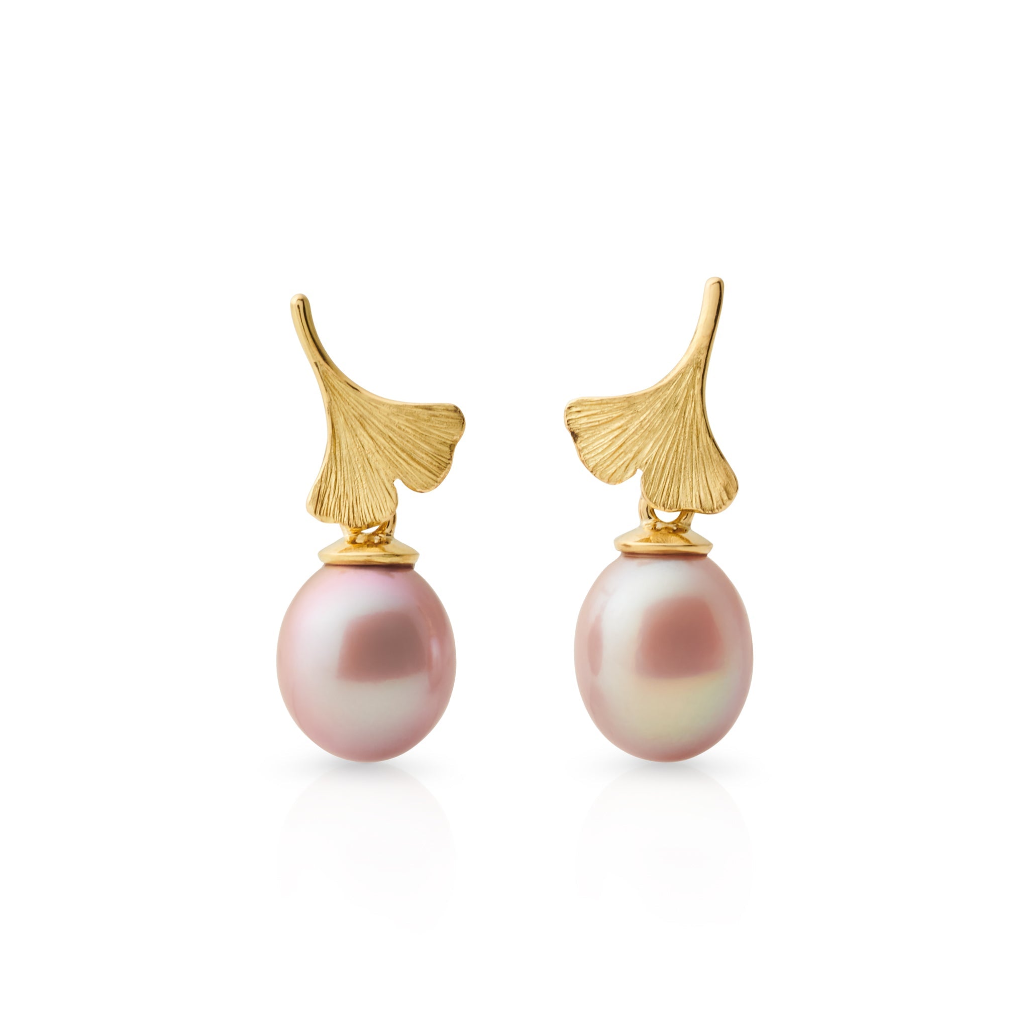 Elegant Ginkgo Pink Pearl Drop Earrings for Women – Perfect for Weddings, Parties & Special Occasions