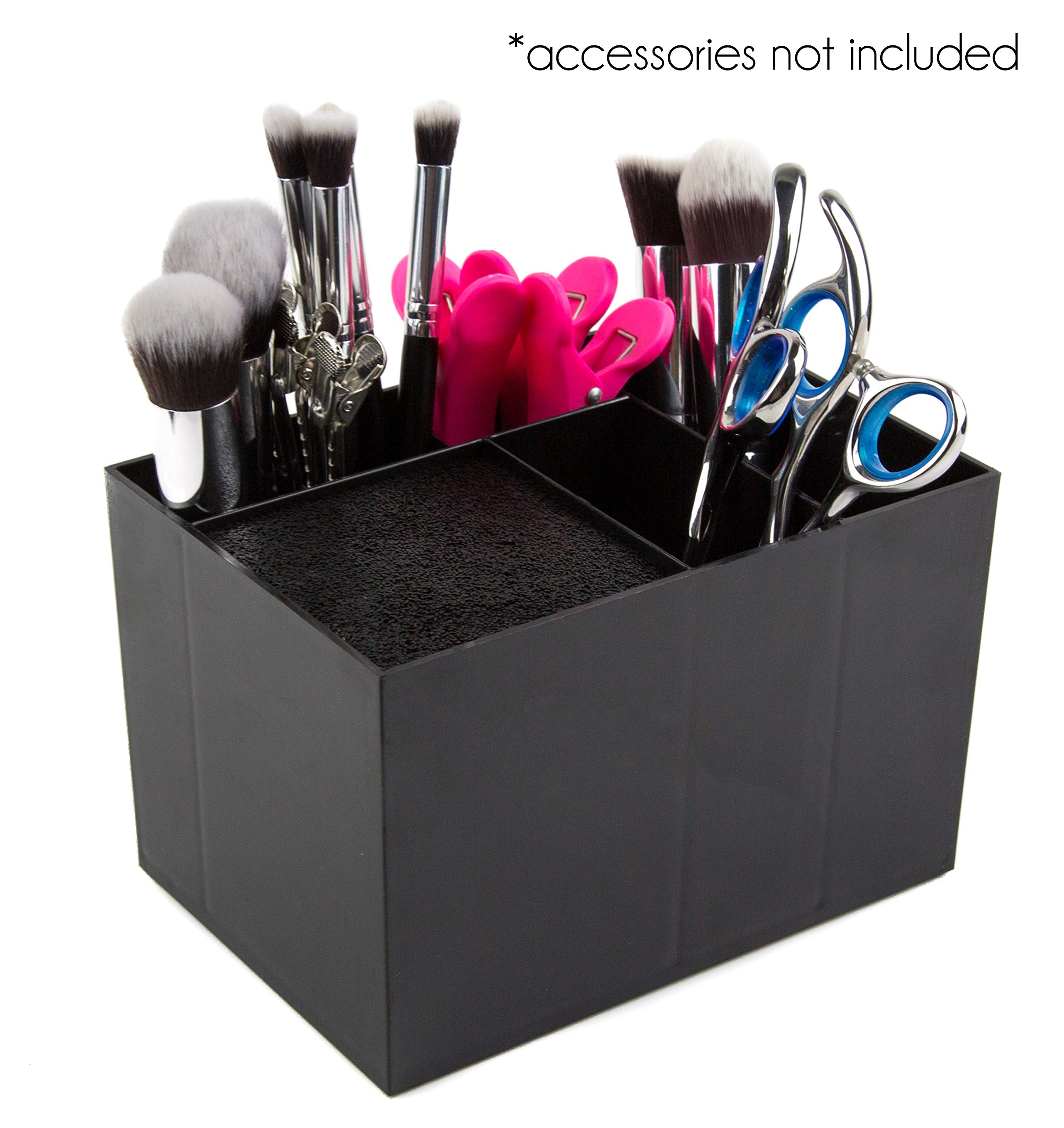 Professional Hair Stylist Organizer - Barber Scissor Holder Box with Shear Storage - Salon Station Accessory for Hairstylists & Barbers (Black) - Perfect for Salon Counters, Home Styling Stations & Mobile Barber Kits