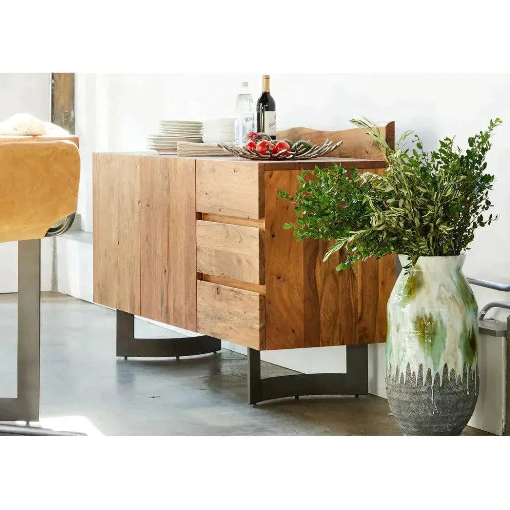 66 Inch Industrial Sideboard Buffet Cabinet for Dining Room - Rustic Wood & Metal Storage Console Table for Home Decor & Entertaining