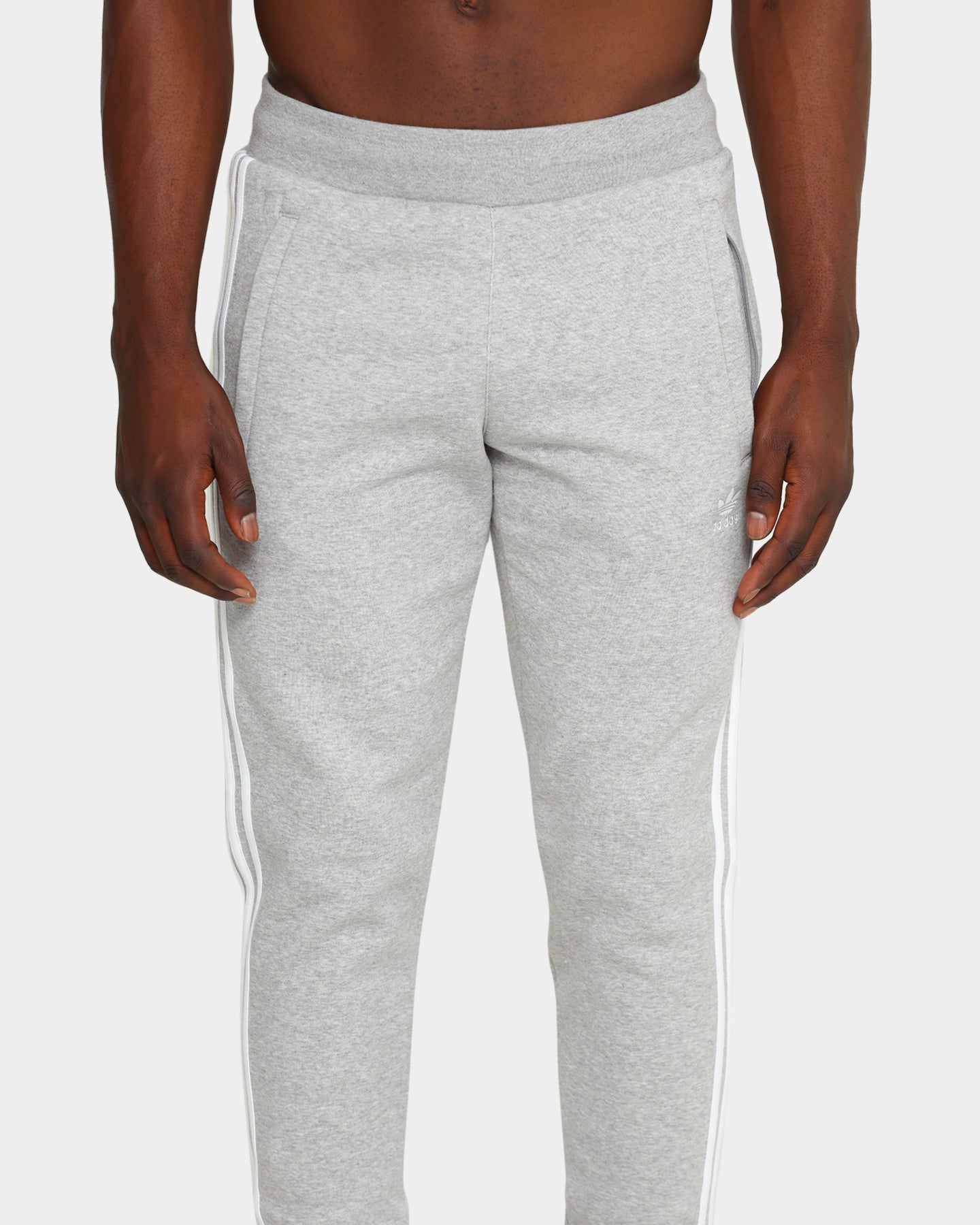 Adidas 3 Stripes Sweatpants for Men - Grey Heather Athletic Joggers | Gym Workout & Casual Lounge Wear