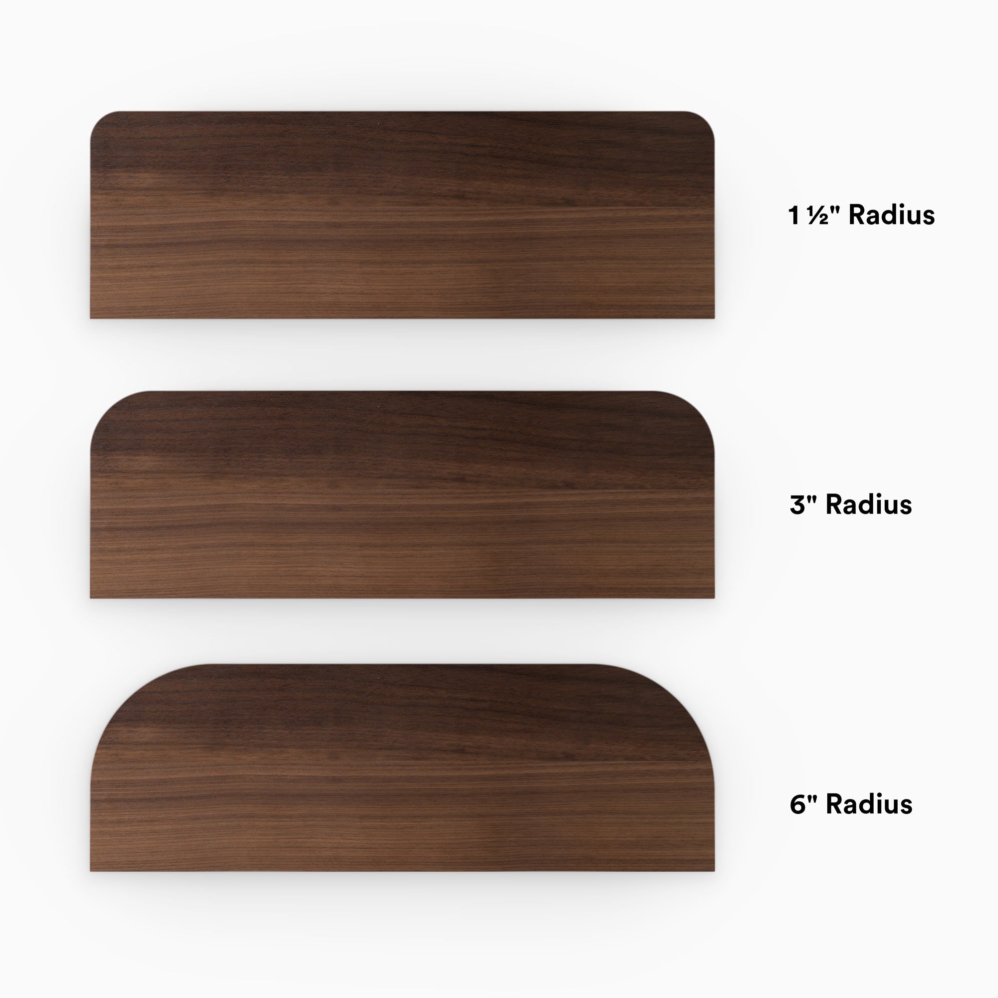 Aksel RADius Floating Shelf - Solid Walnut Wood, Wall Mounted, Modern & Minimalist Design - Perfect for Living Room, Bedroom, or Office Decor