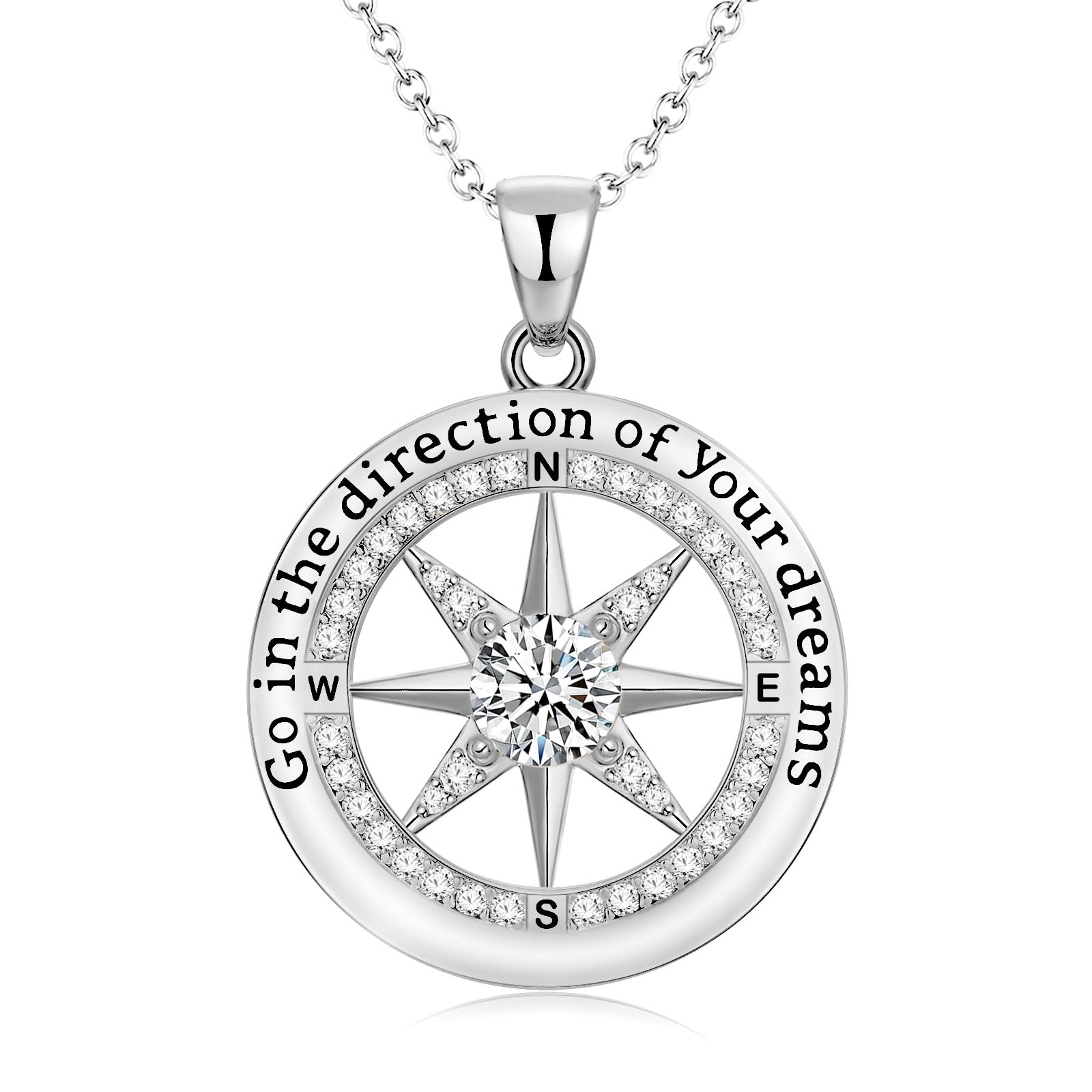 2025 Graduation Gifts for Women - 925 Sterling Silver Compass Necklace for Daughter, Granddaughter | High School & College Graduation Jewelry | Perfect Inspirational Gift for Her 2025 Graduation Ceremony, Prom, or Special Occasion