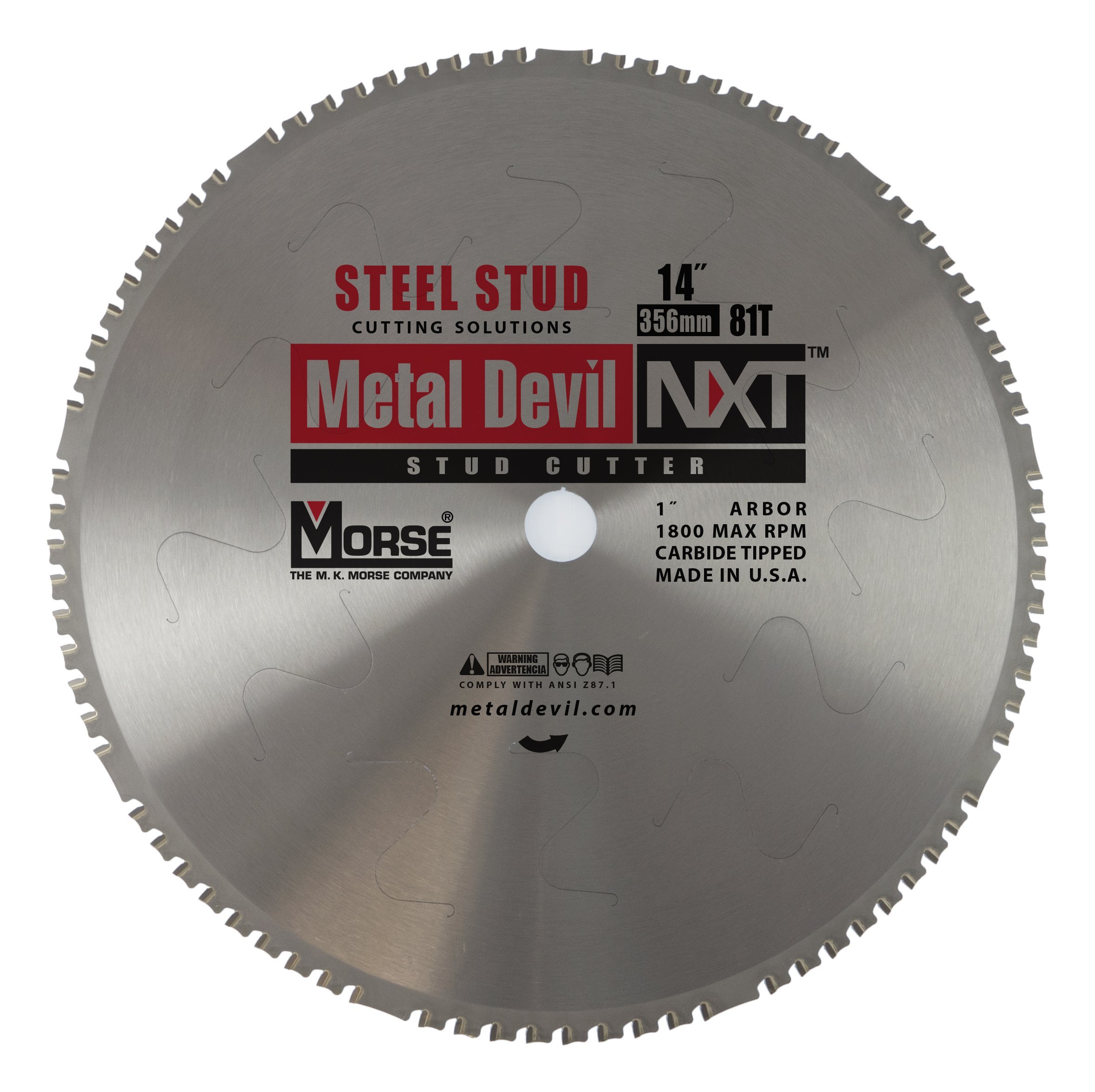 MK Morse CSM1481NSTC 14-Inch 81 TPI Circular Saw Blade with 1-Inch Arbor - Perfect for Woodworking, Plywood Cutting & DIY Projects