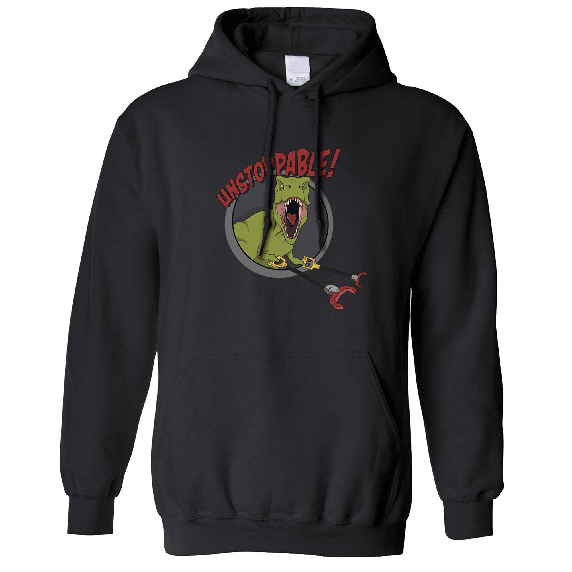 Unstoppable T-Rex Novelty Hoodie with Grabber Hands - Funny Dinosaur Costume Hooded Sweatshirt for Halloween, Cosplay & Gag Gifts