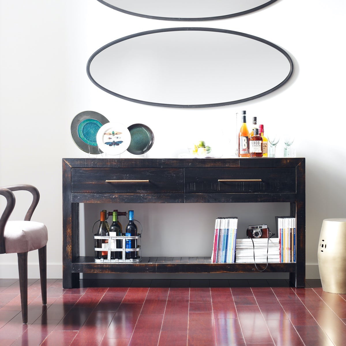 Burnished Black 60x14x33 Inch Modern Console Table - Perfect for Entryway, Living Room, or Hallway Decor