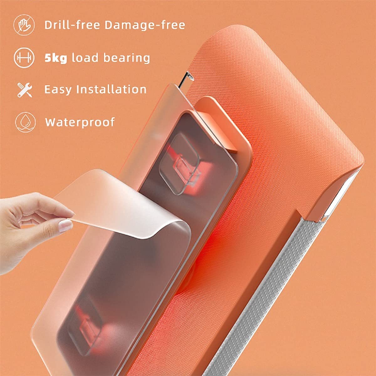 Waterproof Shower Phone Case - Touch Screen Bathroom Holder for Wet Areas (Orange Rotating)