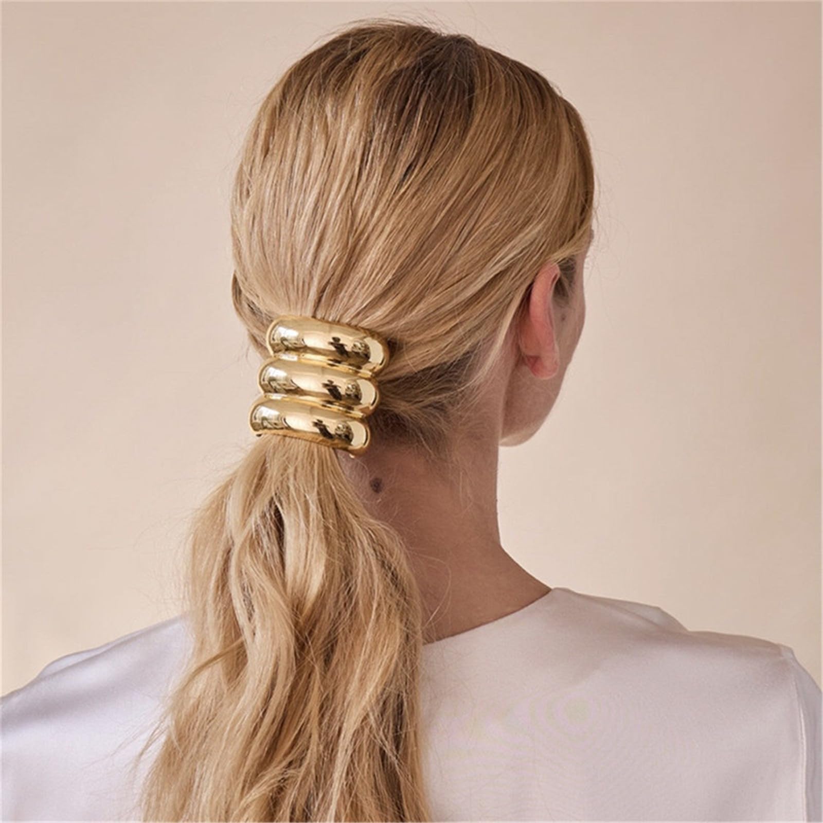 Papasgix Metal Hair Cuffs - Geometric Elastic Hair Ties for Thick Hair, Women's Hair Accessories (Gold, 9pcs) - Perfect for Ponytails, Braids & Updos