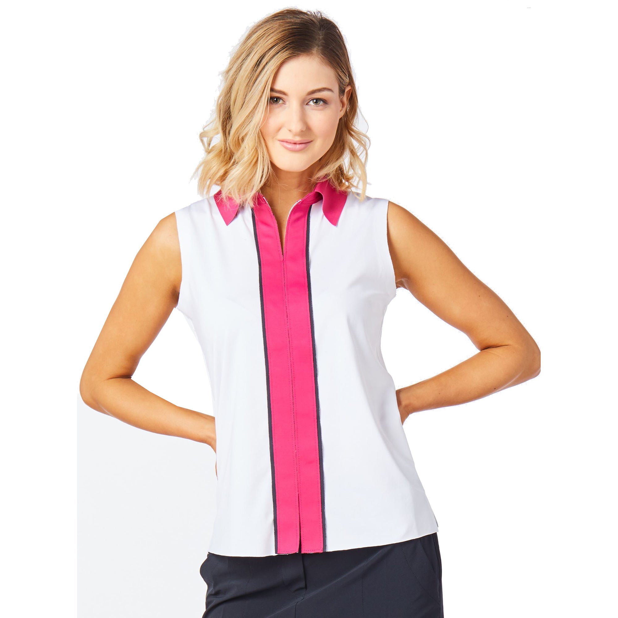 Belyn Women's Sleeveless Golf Polo Shirt - Contrast Piping Design for Athletic Performance & Comfort | Perfect for Golf, Tennis & Summer Outdoor Sports