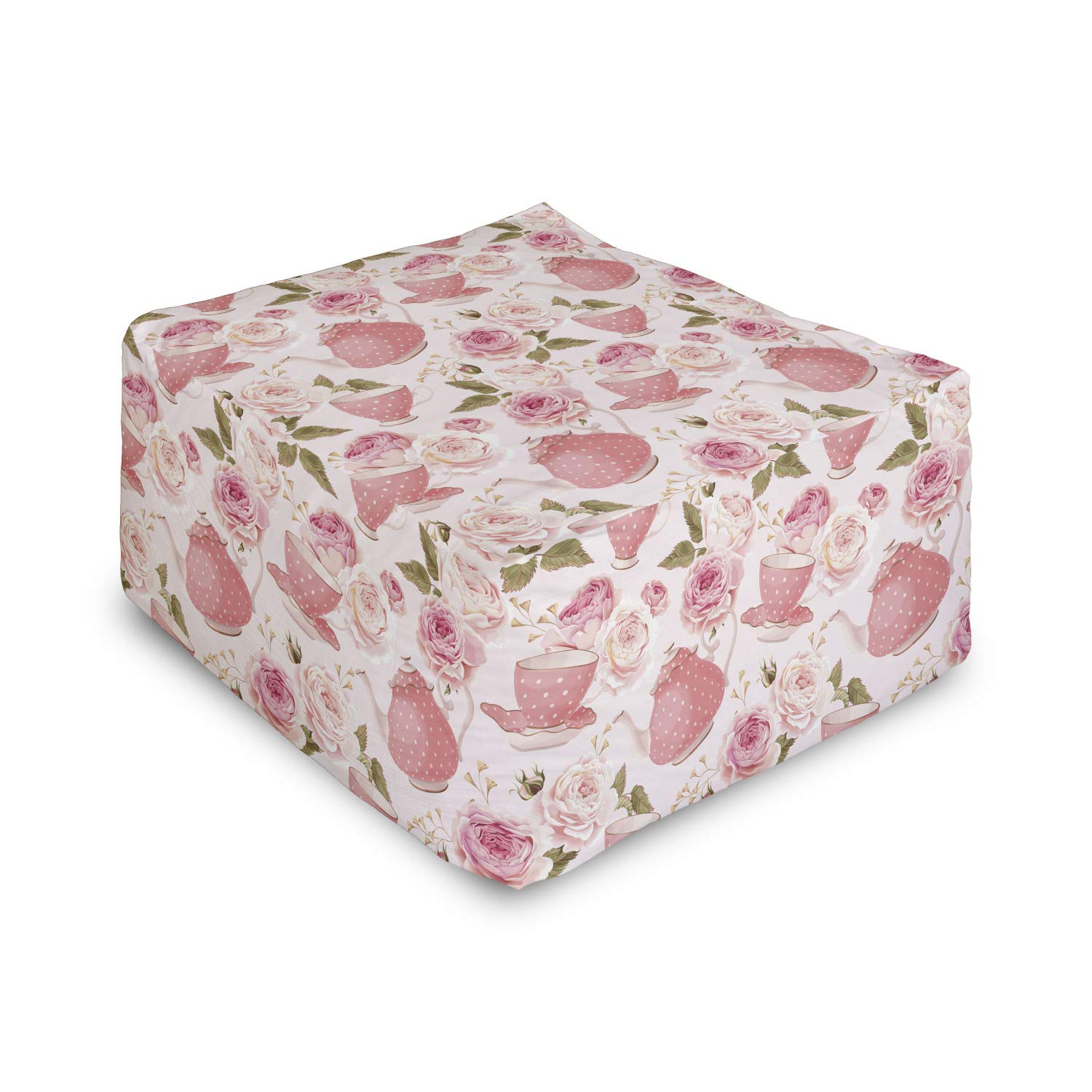 Ambesonne Vintage Floral Rectangle Pouf Ottoman - 25