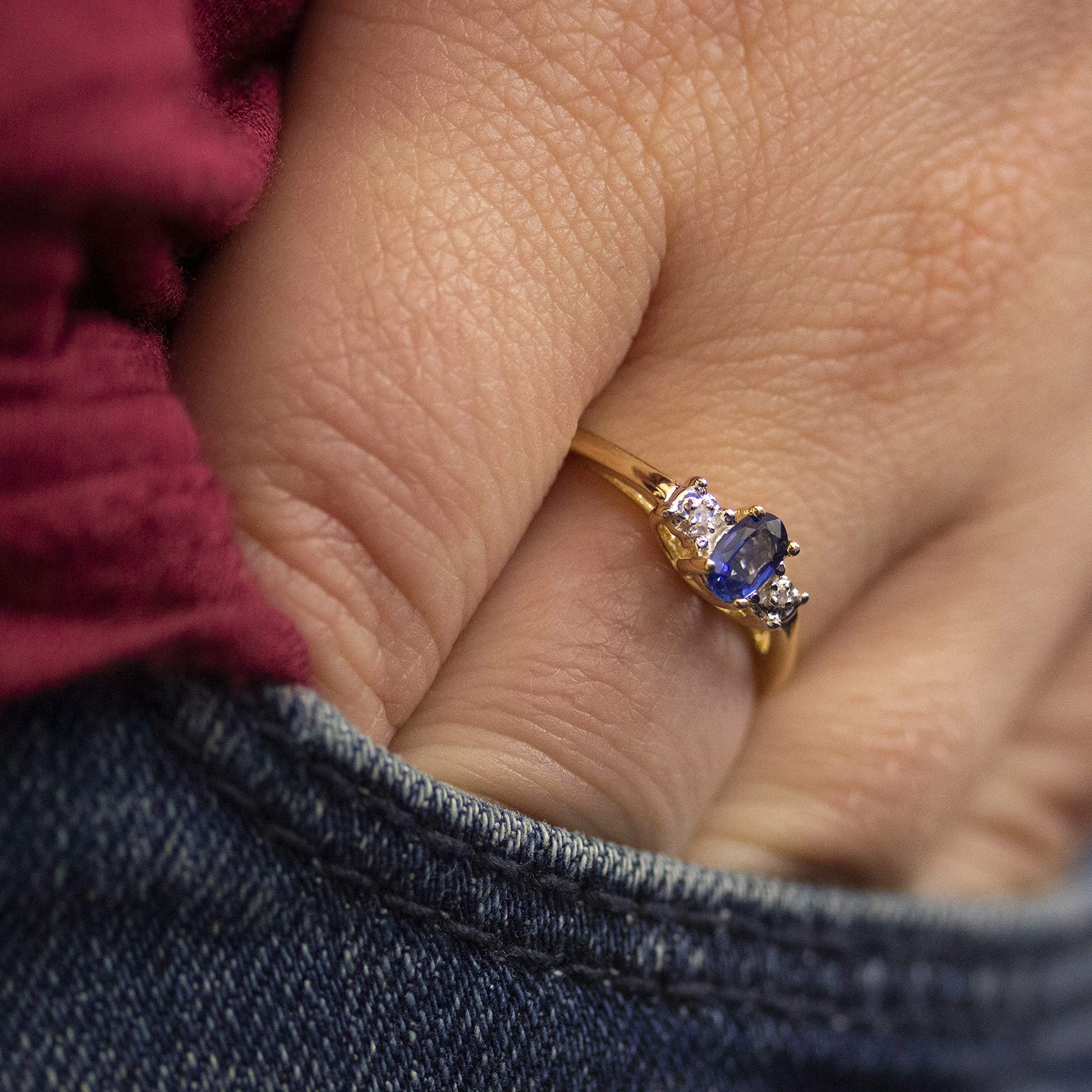 14K Yellow Gold Sapphire and Diamond Ring for Women - Elegant Wedding, Engagement & Anniversary Jewelry Gift