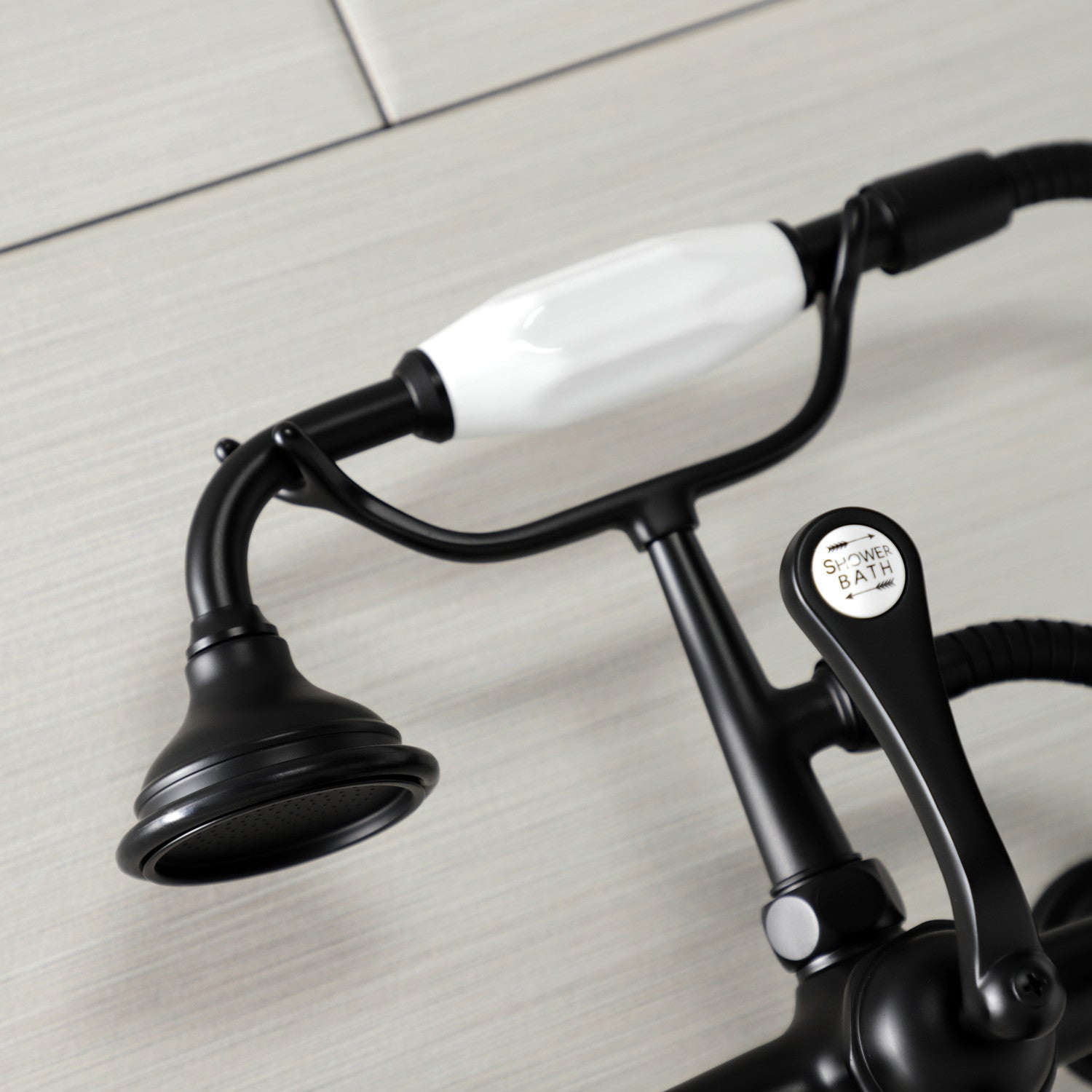 Vintage Matte Black 3-Handle Wall Mount Clawfoot Tub Faucet with Hand Shower - AE55T0 Bathroom Fixture for Classic & Modern Bathrooms