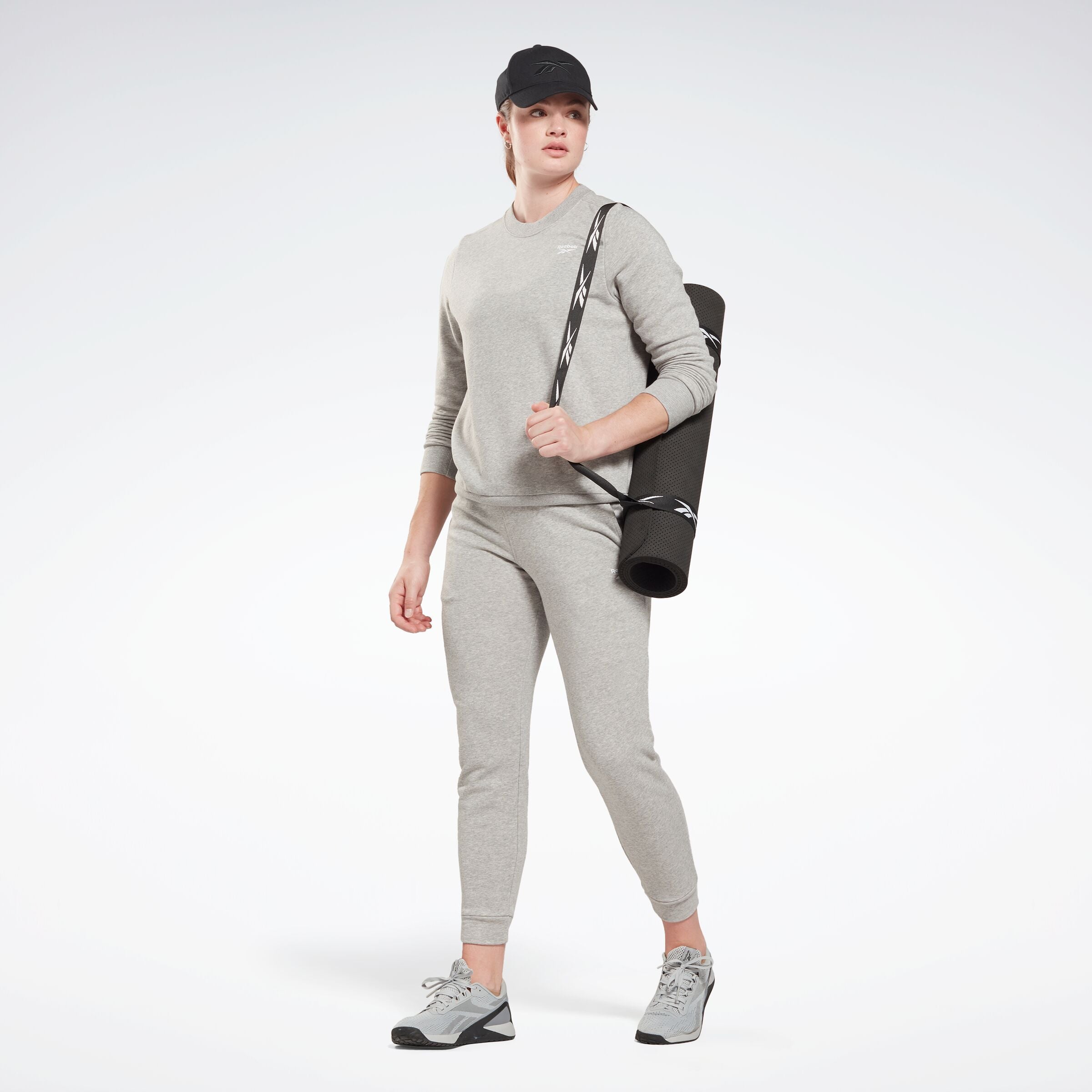 Reebok Identity Small Logo French Terry Crew Sweatshirt - Medium Grey Heather | Comfortable Casual Pullover for Men & Women | Perfect for Gym, Lounge & Streetwear Fashion