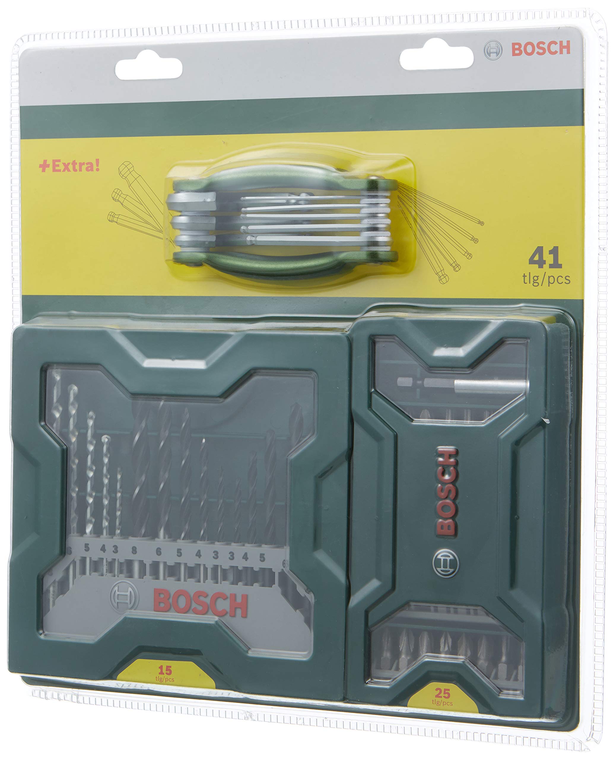 Bosch 15-Piece Mixed Drill & Screwdriver Bit Set with Folding Hex Tool - 25-Piece Home & Garden Accessory Kit for DIY Projects, Woodworking, and Household Repairs