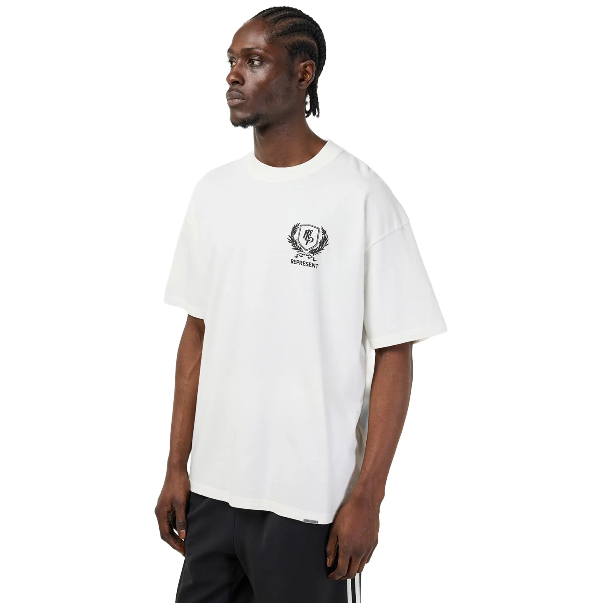 Crest White T-Shirt for Men - Premium Cotton Crew Neck Tee - Casual & Streetwear Style - Perfect for Everyday Wear, Gym, and Outings