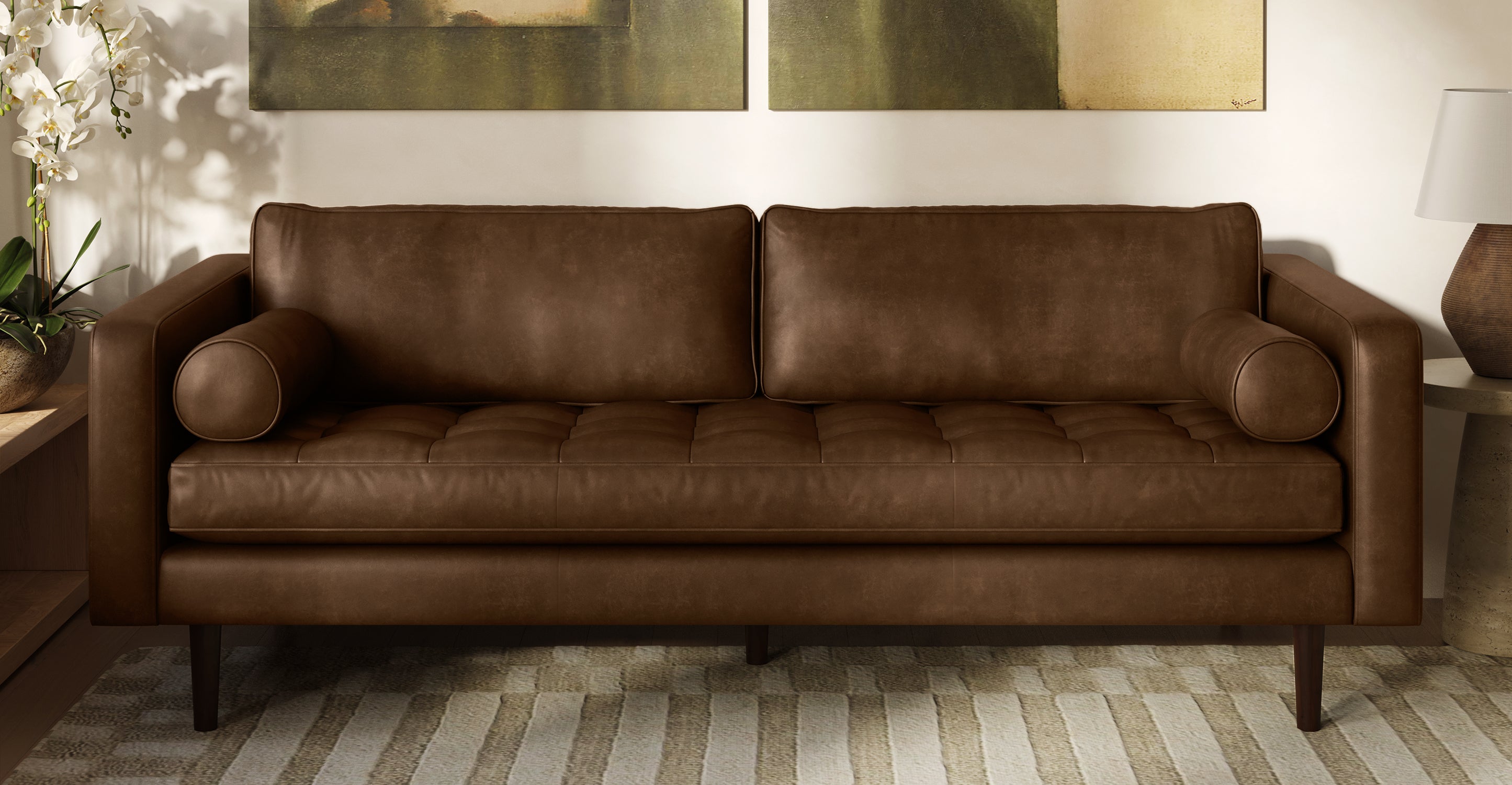 Premium Napa Leather Sofa - Modern Luxury Living Room Furniture for Home & Office - Perfect for Relaxing, Entertaining & Stylish Decor