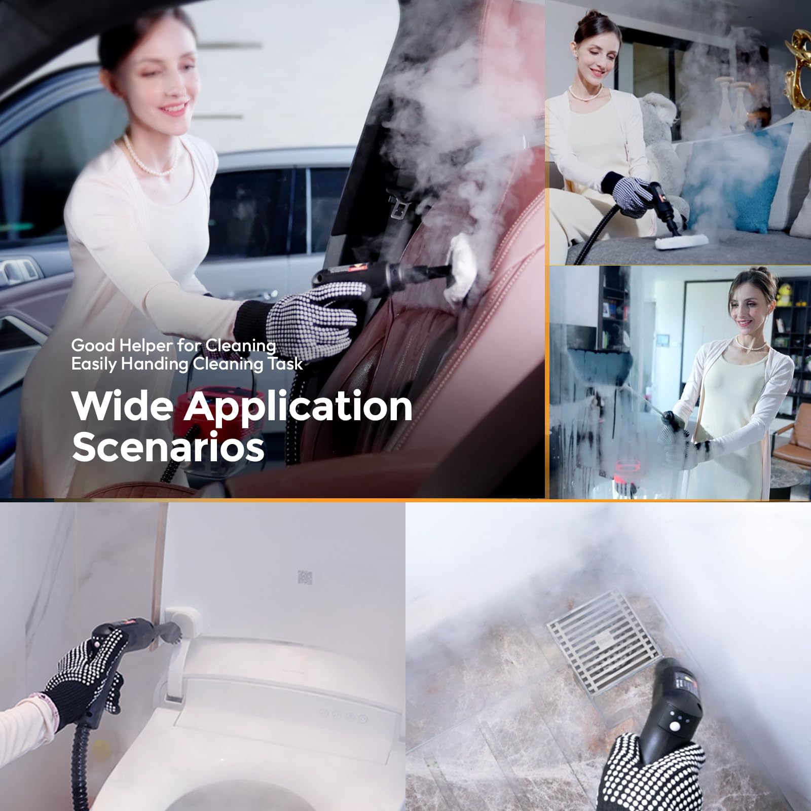 2500W Powerful Handheld Steam Cleaner for Home & Car - 3-Grade Adjustable Handle, Portable Steam Machine for Windows, Kitchen, Upholstery, Floors - Perfect for Deep Cleaning, Sanitizing & Detailing