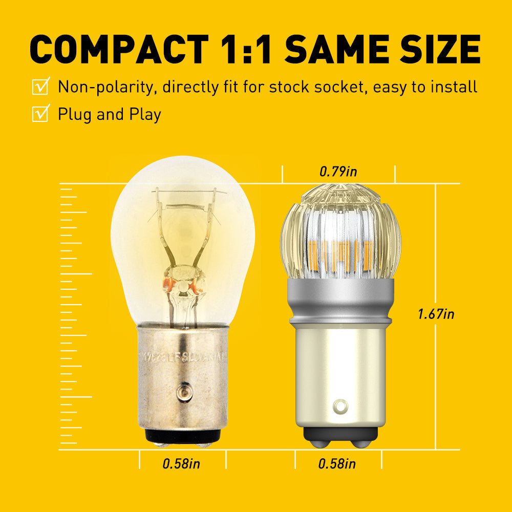 AUXITO Upgraded 1157 LED Bulbs - Super Bright Amber Yellow Turn Signal Lights (2057 2357 3496 7528 Compatible) for Cars, Trucks & Motorcycles - Enhanced Visibility & Safety