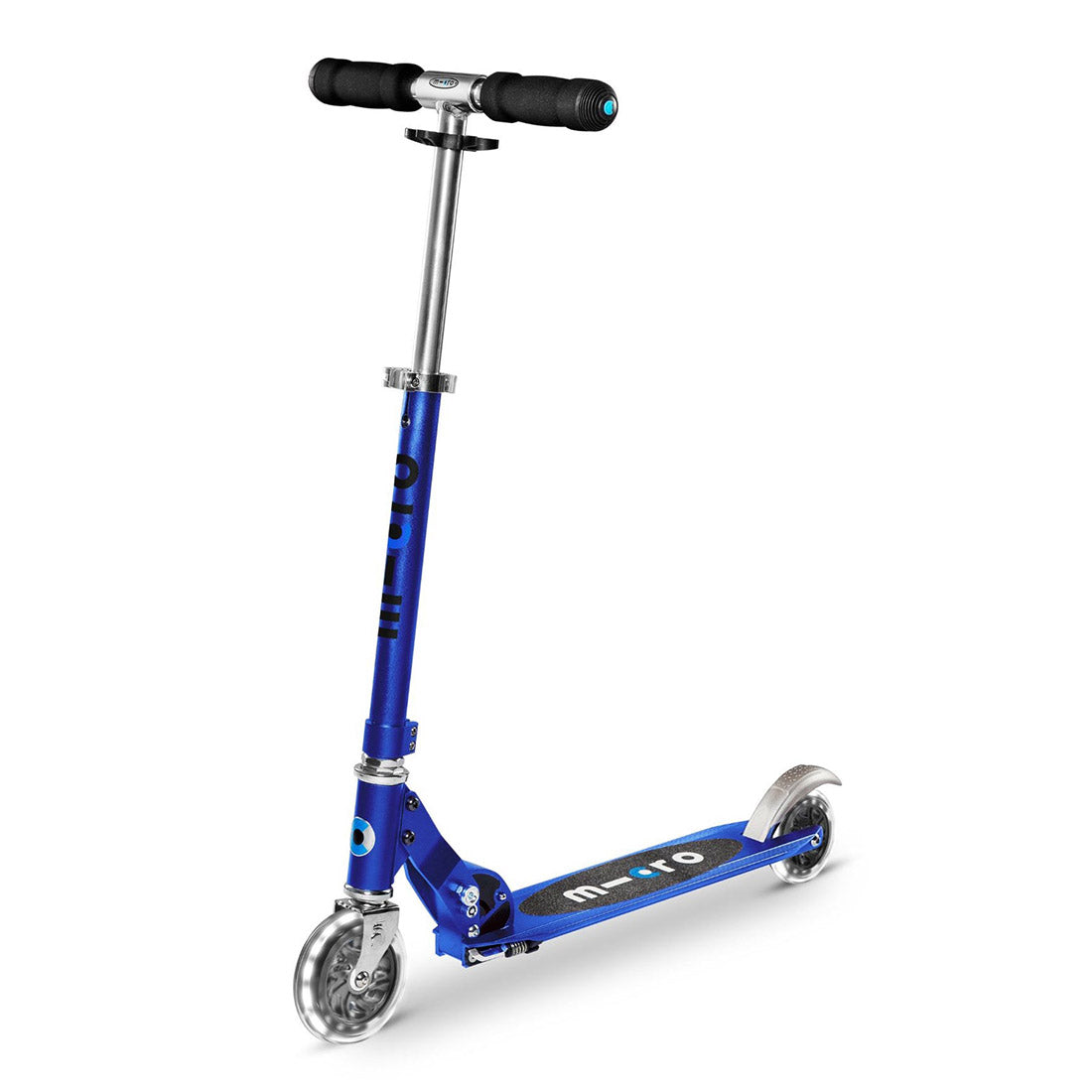 Micro Sprite Kids LED Scooter with Sapphire Blue Stripe - Light Up Electric Scooter for Boys & Girls Ages 6-12 - Perfect for Neighborhood Rides, Park Adventures & Outdoor Fun