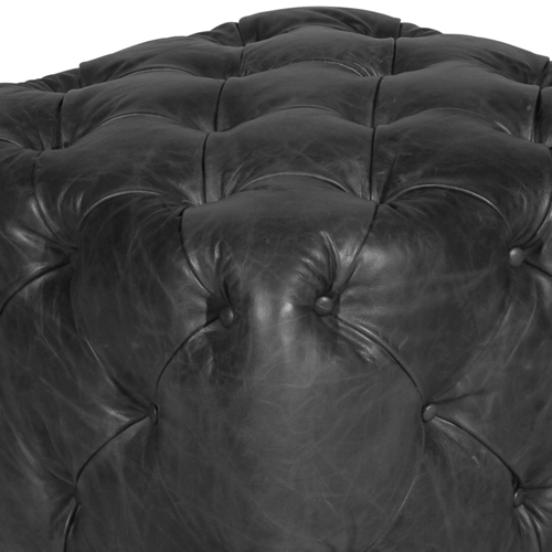 Halo Benson Leather Footstool Ottoman - Old Glove Espresso Brown - Perfect for Living Room, Bedroom & Office Decor
