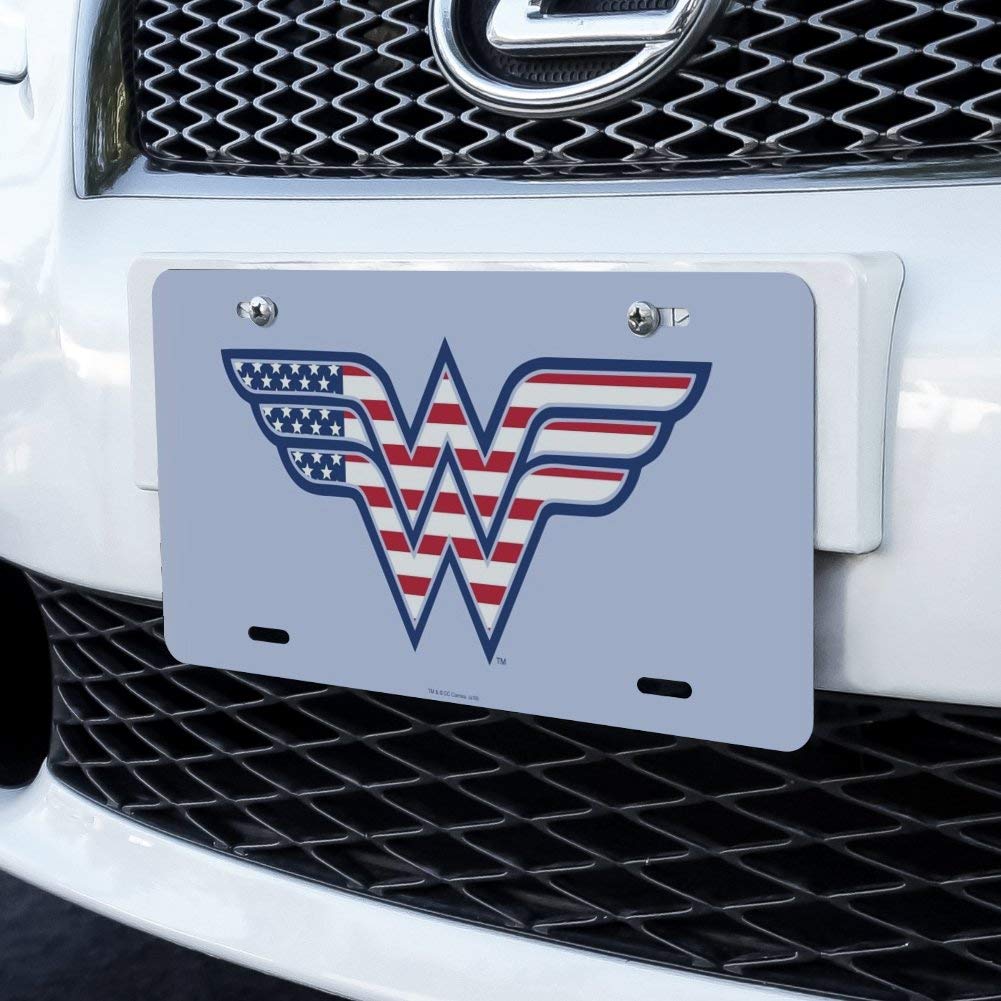 Wonder Woman USA American Flag Logo Novelty Metal Vanity License Plate - Perfect for Cars, Trucks, Motorcycles & Home Decor