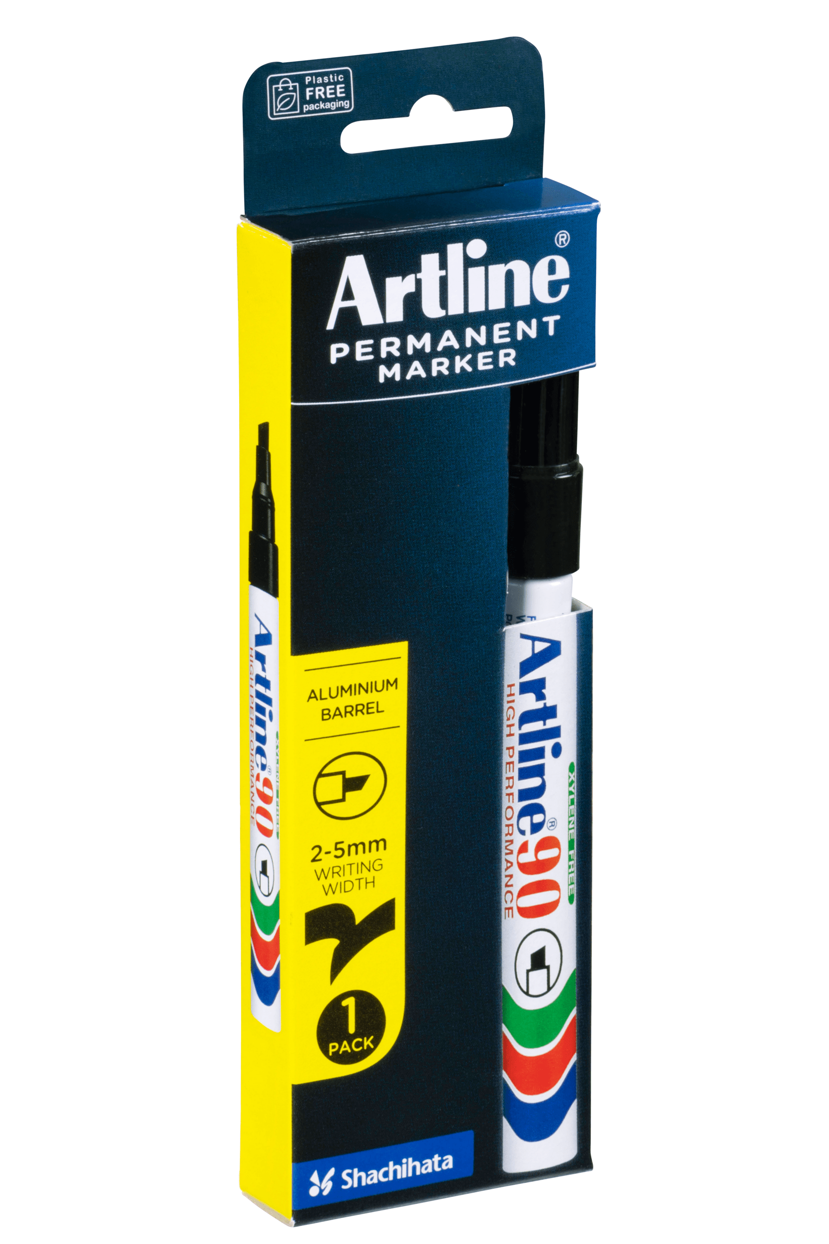 Artline 90 Permanent Marker - 5mm Chisel Tip Black Ink - Ideal for Labeling, Crafting & Office Use