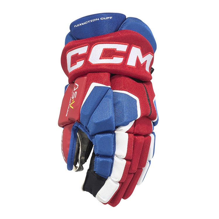 CCM Tacks AS V Junior Ice Hockey Gloves - Youth Hockey Protective Gear for Practice & Games - Perfect for Ice Rink & Street Hockey Training