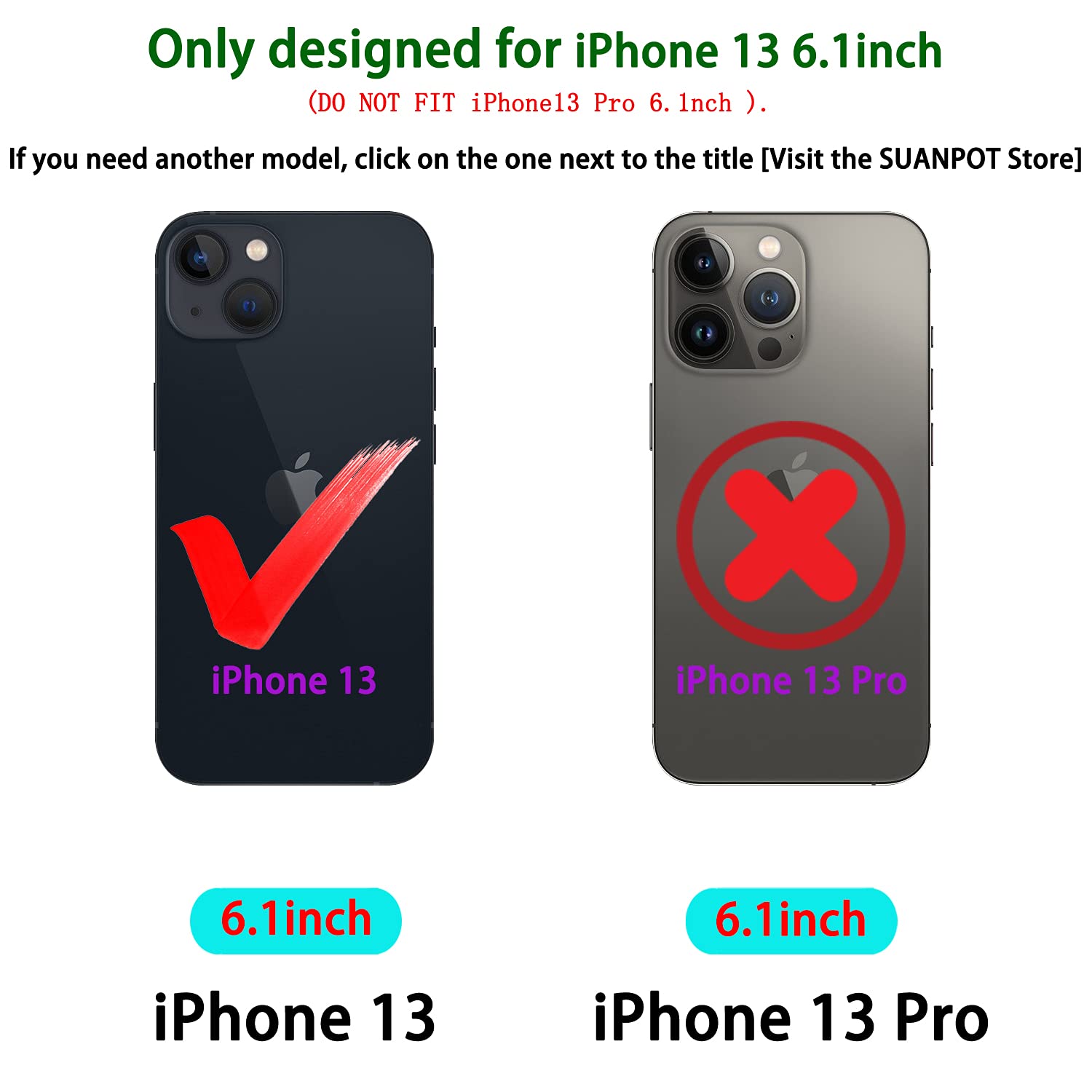 SUANPOT iPhone 13 Wallet Case with RFID Blocking - PU Leather Flip Cover for Men & Women - Perfect for Travel & Daily Use