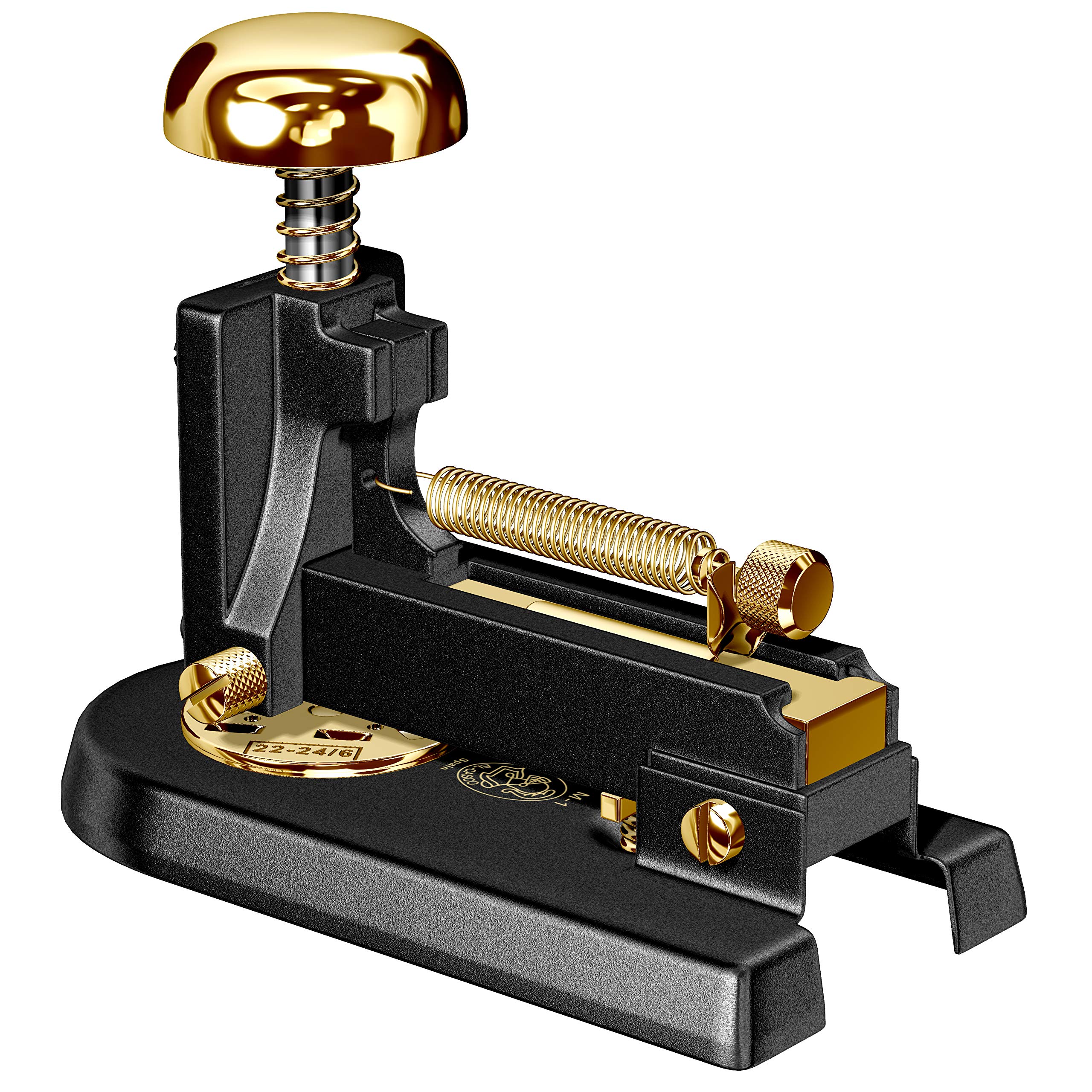 Premium M-1LN Small Black Stapler with 23K Gold Accents - Perfect for Office, School & Home Use