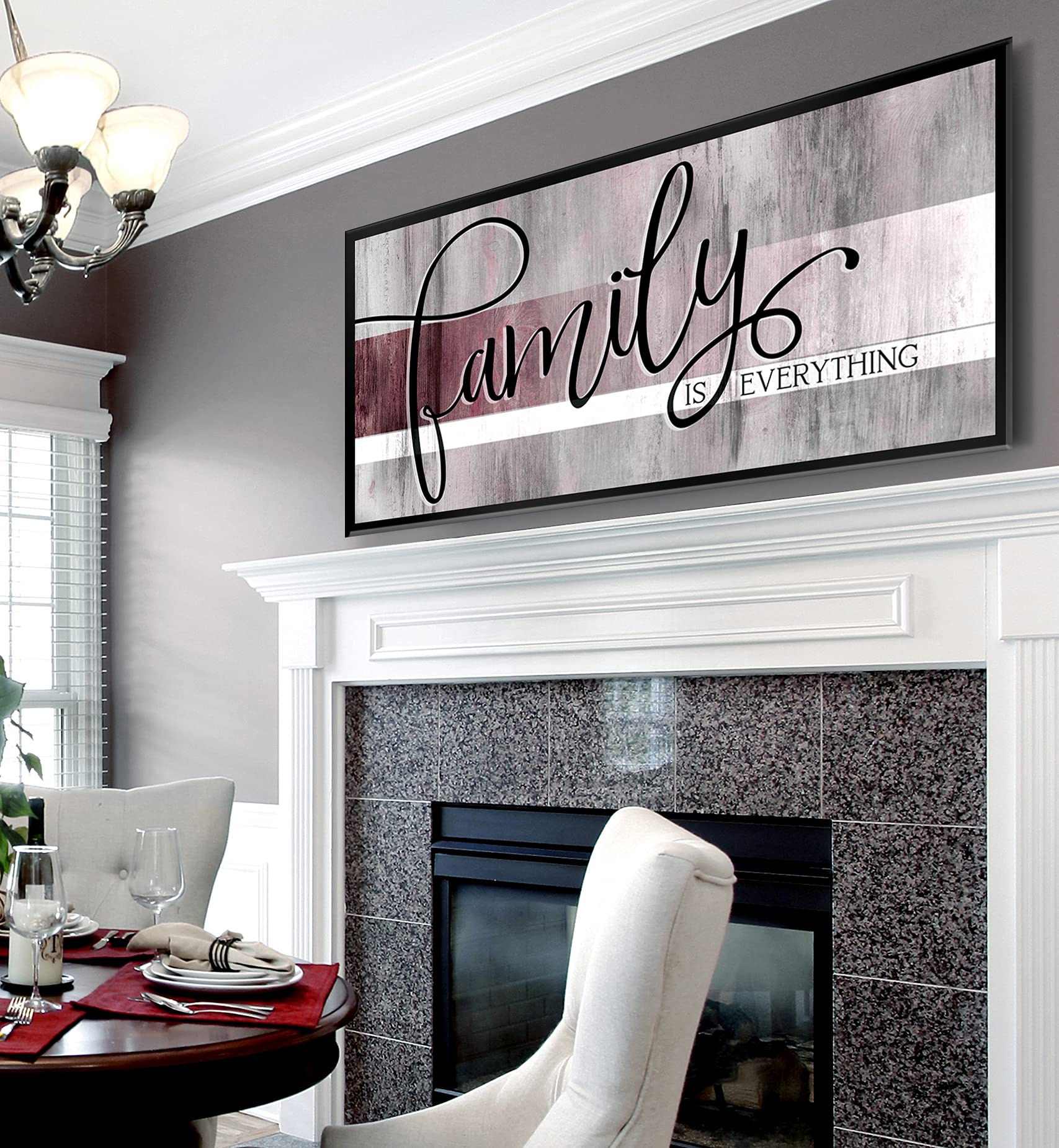 Farmhouse Family Wall Art - Wine Red Canvas Decor for Living Room