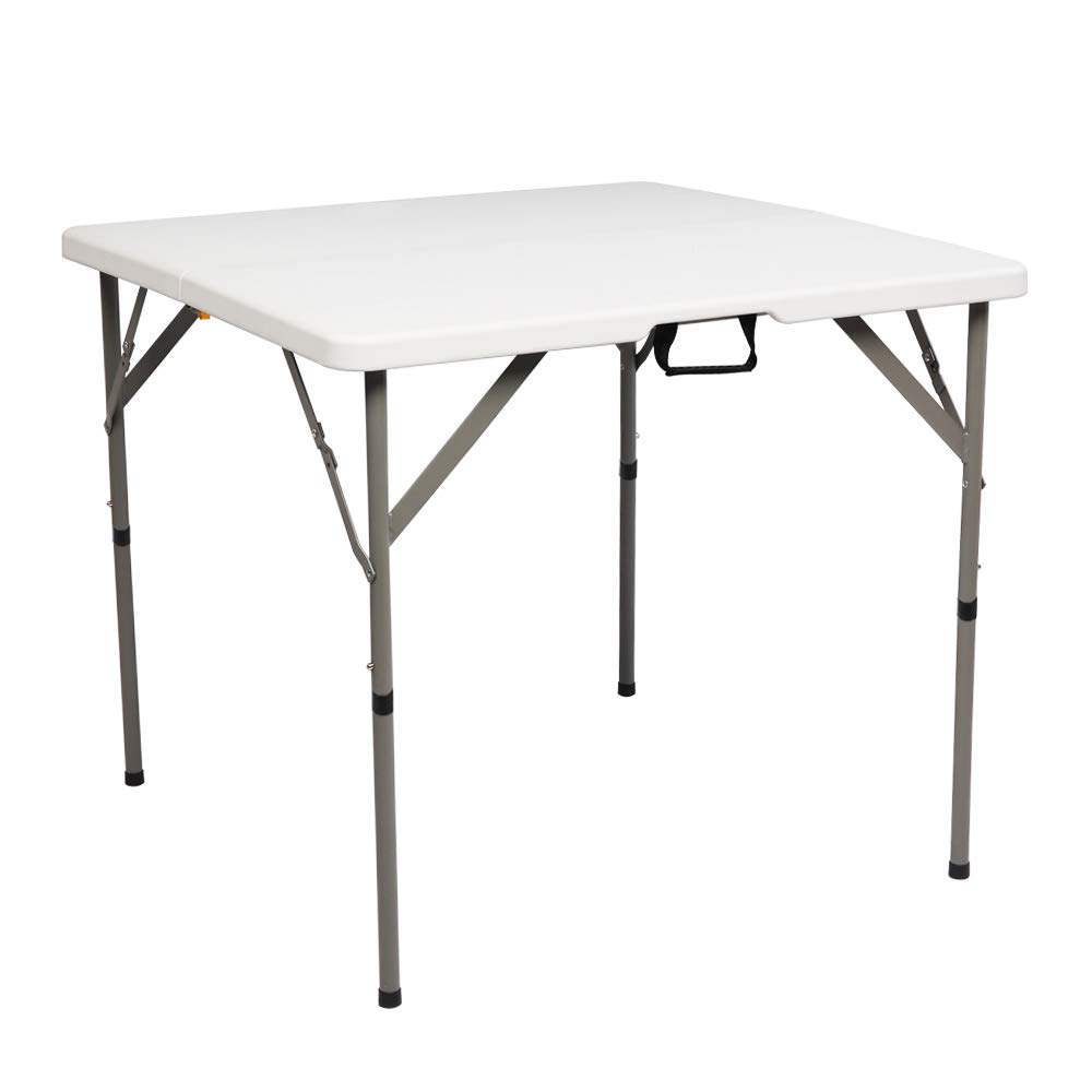 HONOOR 3ft Heavy Duty Folding Table - Indoor Outdoor Portable Plastic Square Card Table for Games, Puzzles, Crafts, Picnics, Camping & Parties - Perfect for Dining, Entertaining & Events (White)