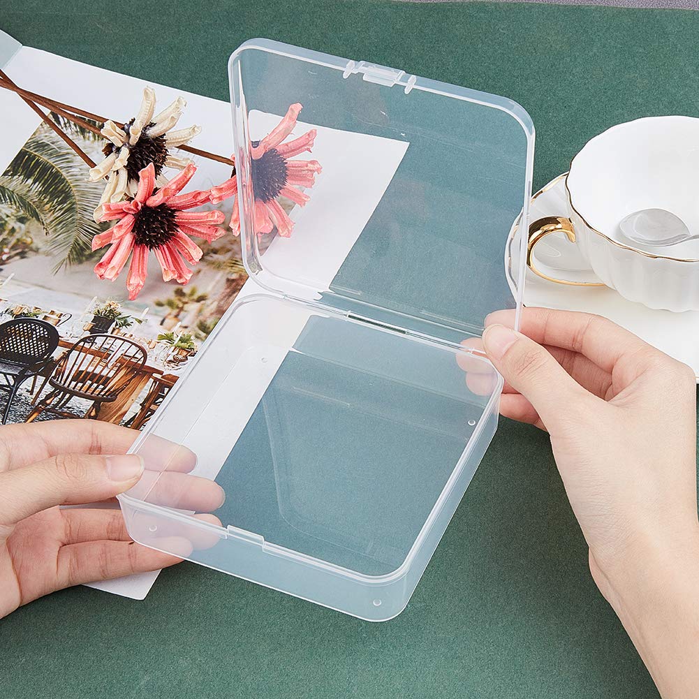 BENECREAT 8 Pack Clear Plastic Storage Boxes with Lids - 4.5x4.5x1.4 Inch Square Organizer Containers for Beads, Coins, Jewelry Findings, Watch Parts & Craft Supplies - Perfect for DIY Projects, Home Organization & Small Item Storage