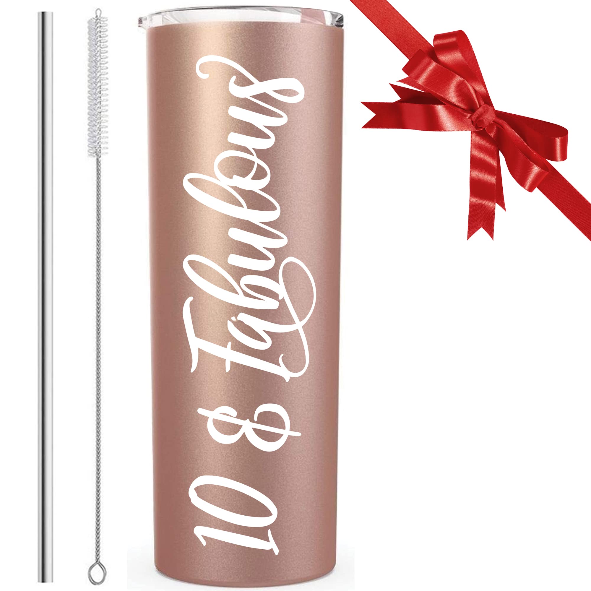**10th Birthday Gifts for Girls - 20oz Rose Gold Tumbler Cup | Double Digits Party Decorations, 10 Year Old Girl Gift Ideas | Perfect for Birthday Parties, School Celebrations & Everyday Use**