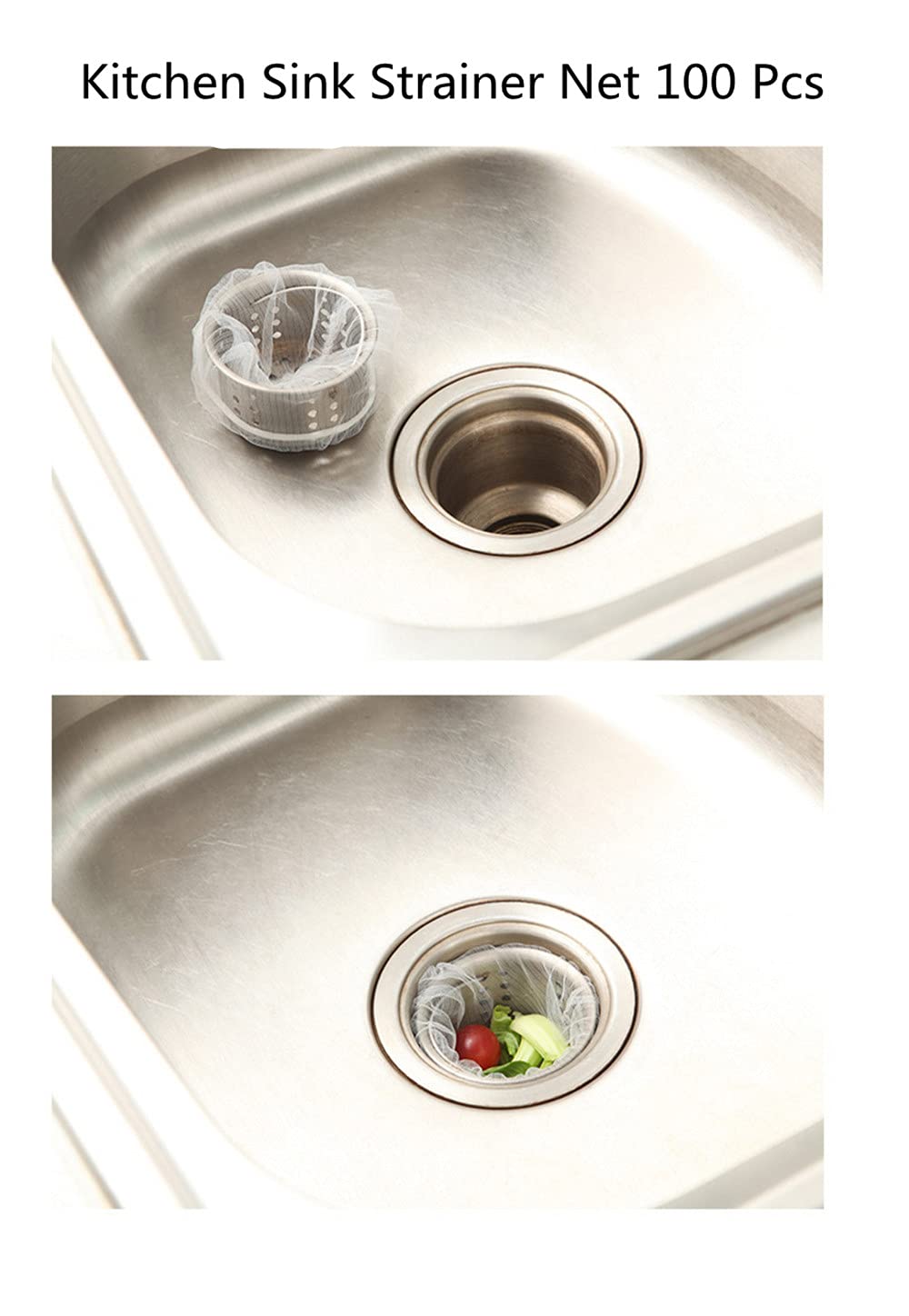 100-Pack White Sink Drain Strainers - Fine Mesh Hair Catcher for Kitchen, Bathroom & Bathtub - Clog Prevention & Garbage Storage - Essential Kitchen Accessories (Perfect for Homes, Restaurants & Hotels)