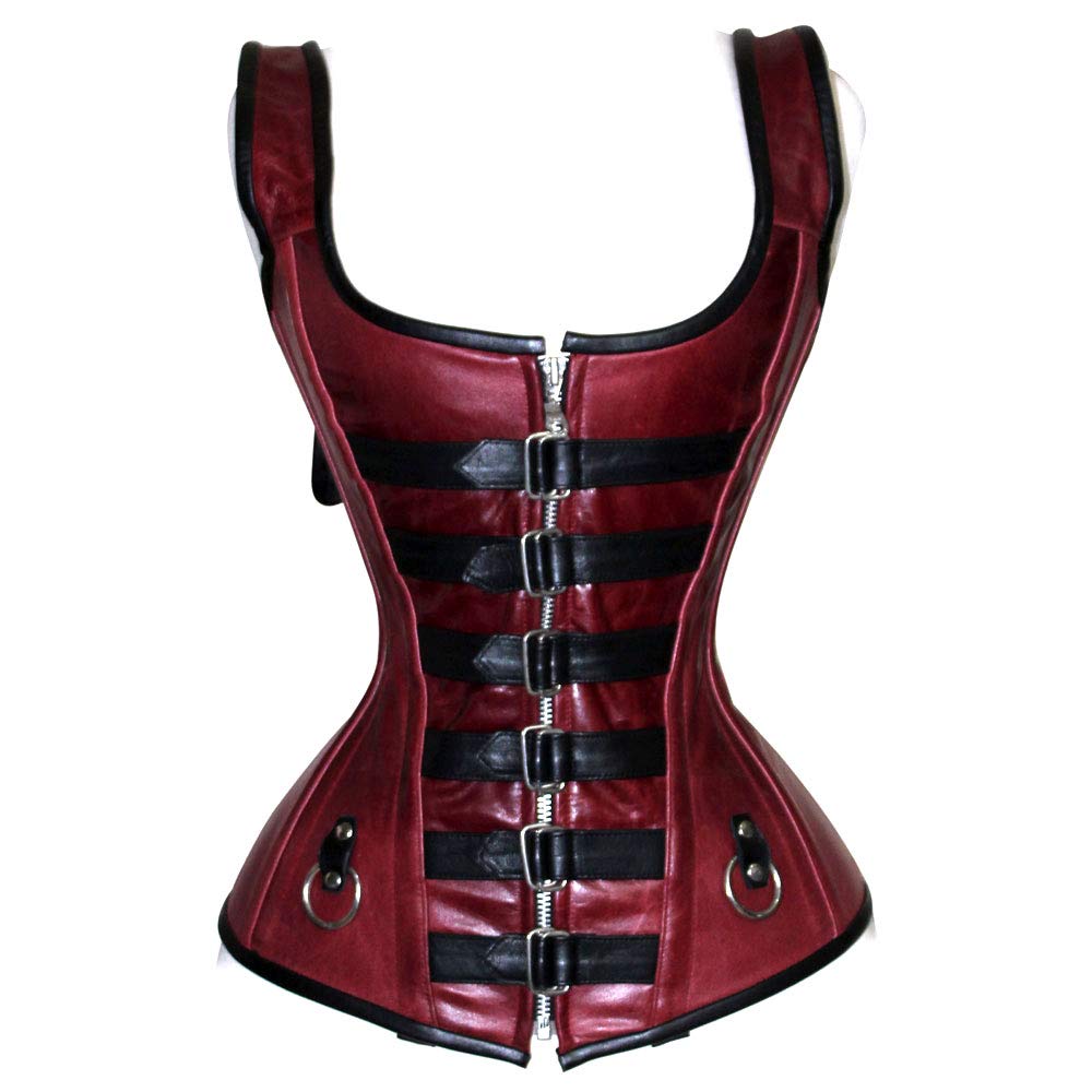 Genuine Real Sheep Leather & Stainless Steel Spiral Bones Over Bust Corset - Waist Training Corset for Women, Plus Size Corset Top for Shapewear, Gothic Fashion, Burlesque, and Vintage Style Outfits