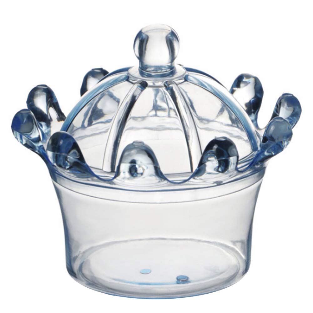 Tyenaza 12PCS Crown Shape Candy Boxes - Elegant Wedding Favor Boxes, Party Candy Containers, Plastic Gift Boxes in Blue - Perfect for Wedding Receptions, Baby Showers & Birthday Parties