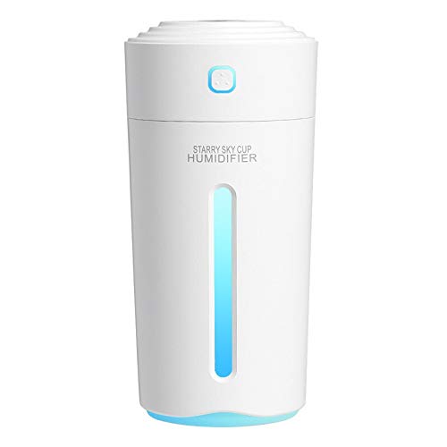 ZQALOVE 280ML Portable USB Ultrasonic Air Humidifier & Aroma Diffuser - Battery Powered for Home, Office, Car - White | Perfect for Dry Air Relief, Aromatherapy & Travel Use