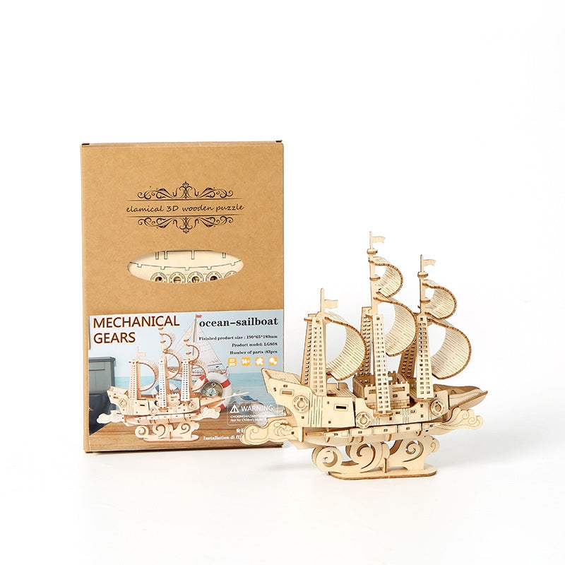 3D Wooden Ocean Sailboat Puzzle for Kids - LG807 - Creative Educational Toy for Home & Classroom Learning Activities