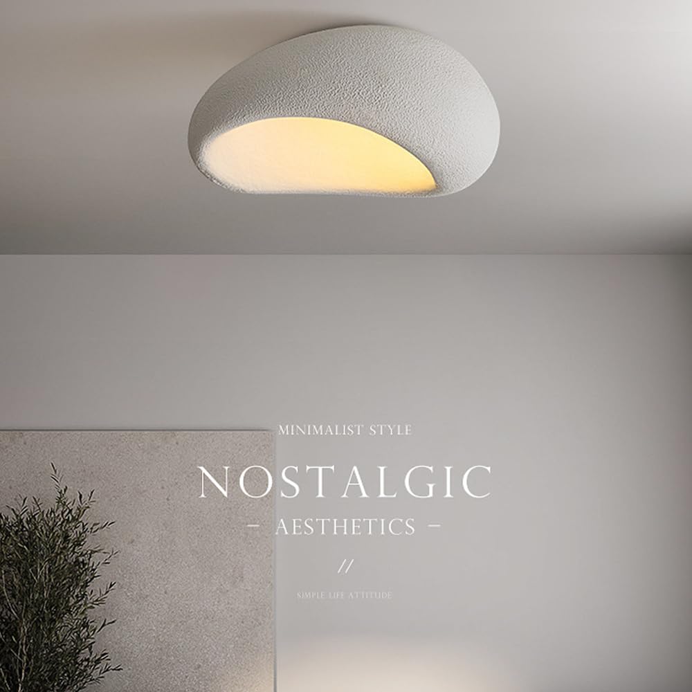 Nordic Minimalist Wabi Sabi Ceiling Lamp - Cream Chandelier for Bedroom & Restaurant Decor - E27 Semi Flush Mount Lighting