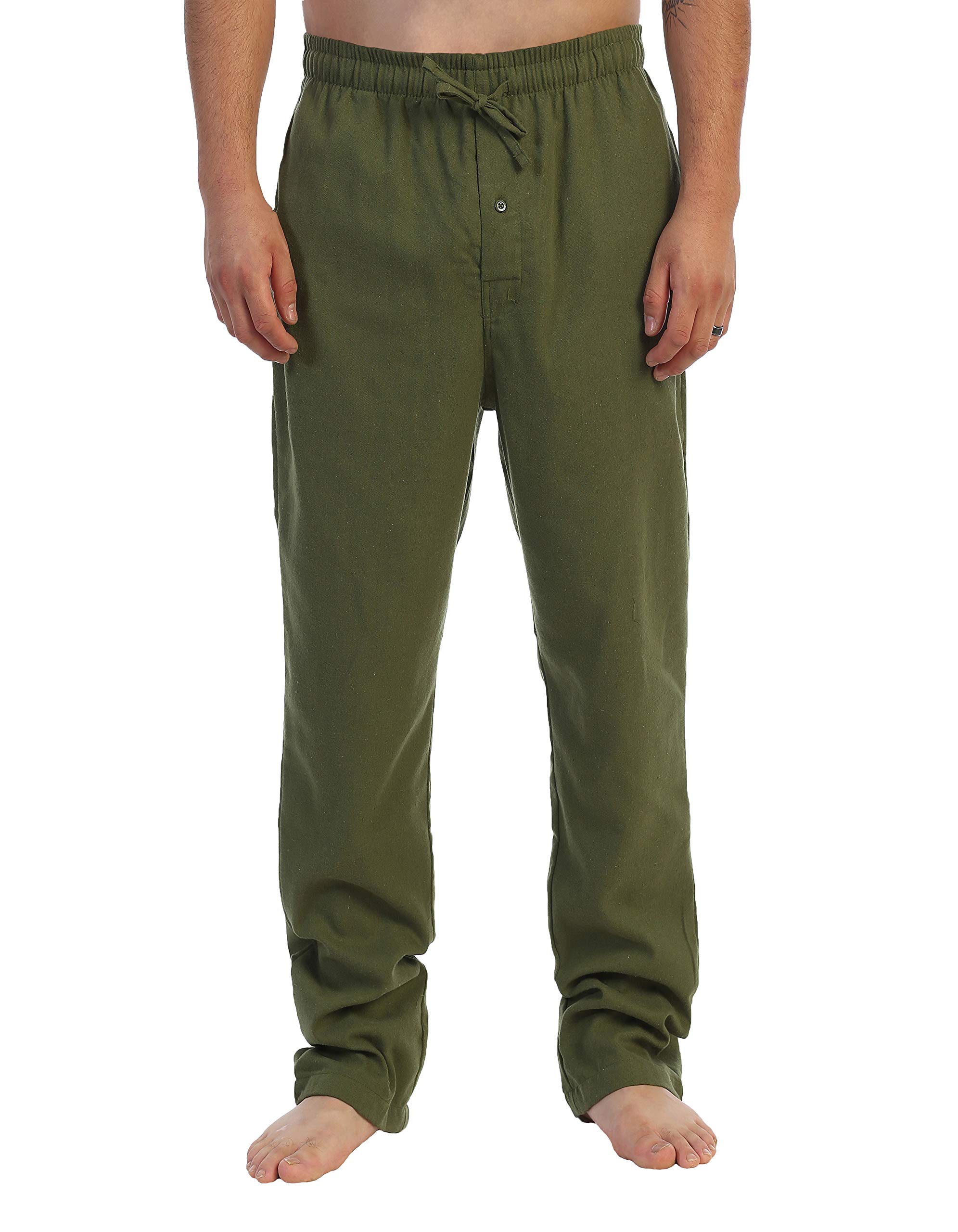 Gioberti Men's Yarn-Dyed Brushed Flannel Pajama Pants with Elastic Waistband - Cozy Lounge Pants for Sleep, Relaxing at Home & Winter Comfort