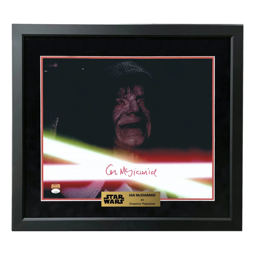 Ian McDiarmid Autographed 16x20 Photo - Star Wars Emperor Palpatine Framed Collectible with JSA COA - Perfect for Star Wars Fans, Movie Memorabilia Collectors & Home Theater Decor