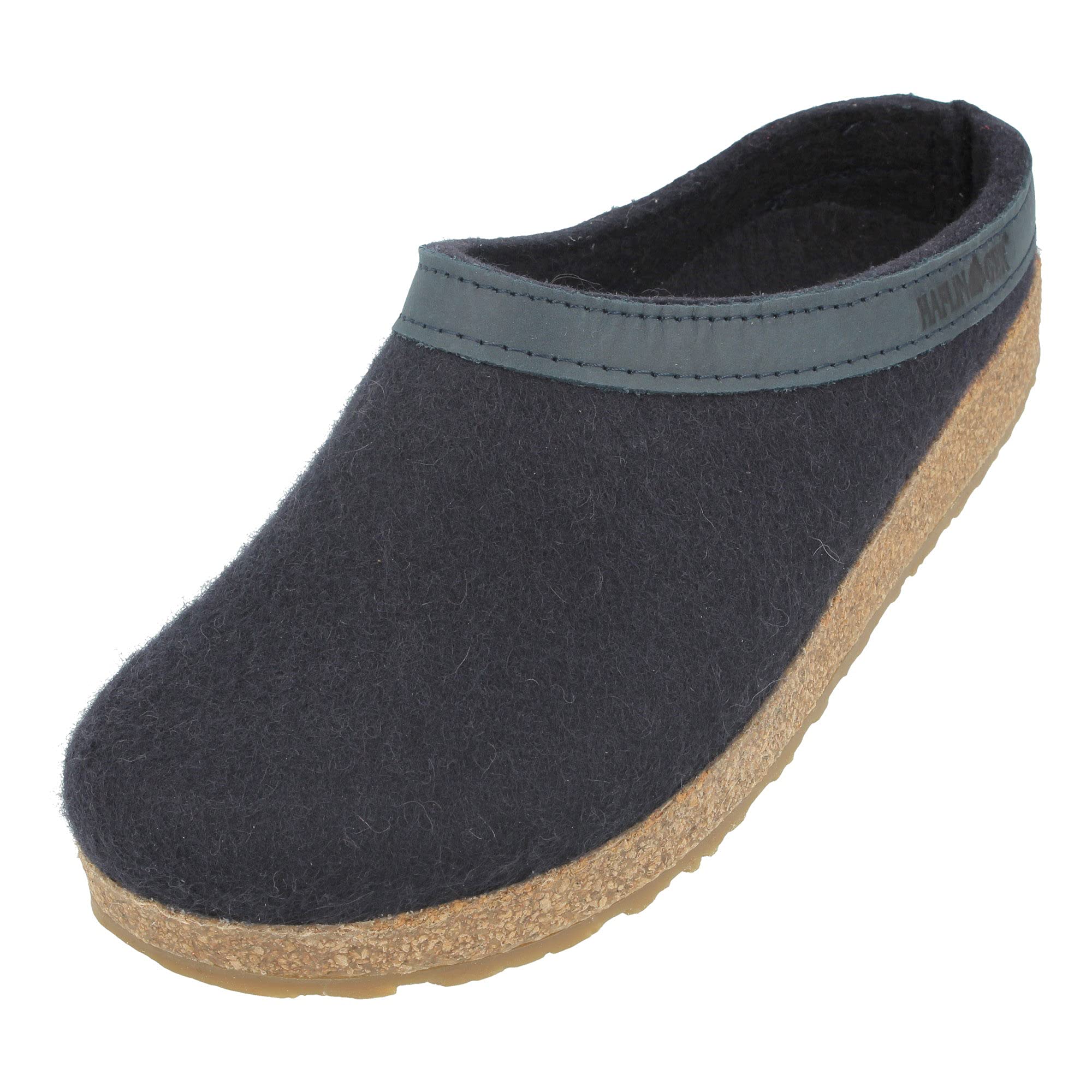 Haflinger Men's Wool Felt Open Back Slippers - Blue Medium Blue 70 (Size 17) | Cozy Indoor House Shoes for Relaxation & Comfort at Home
