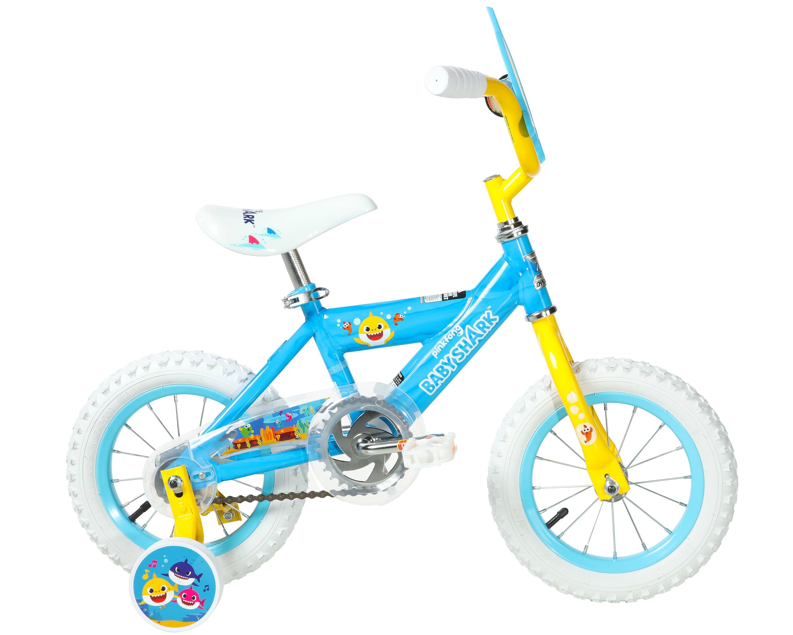Dynacraft Kids' Baby Shark 12 Inch Bike with Training Wheels - Perfect for Toddlers Learning to Ride | Fun Outdoor Play & Birthday Gifts