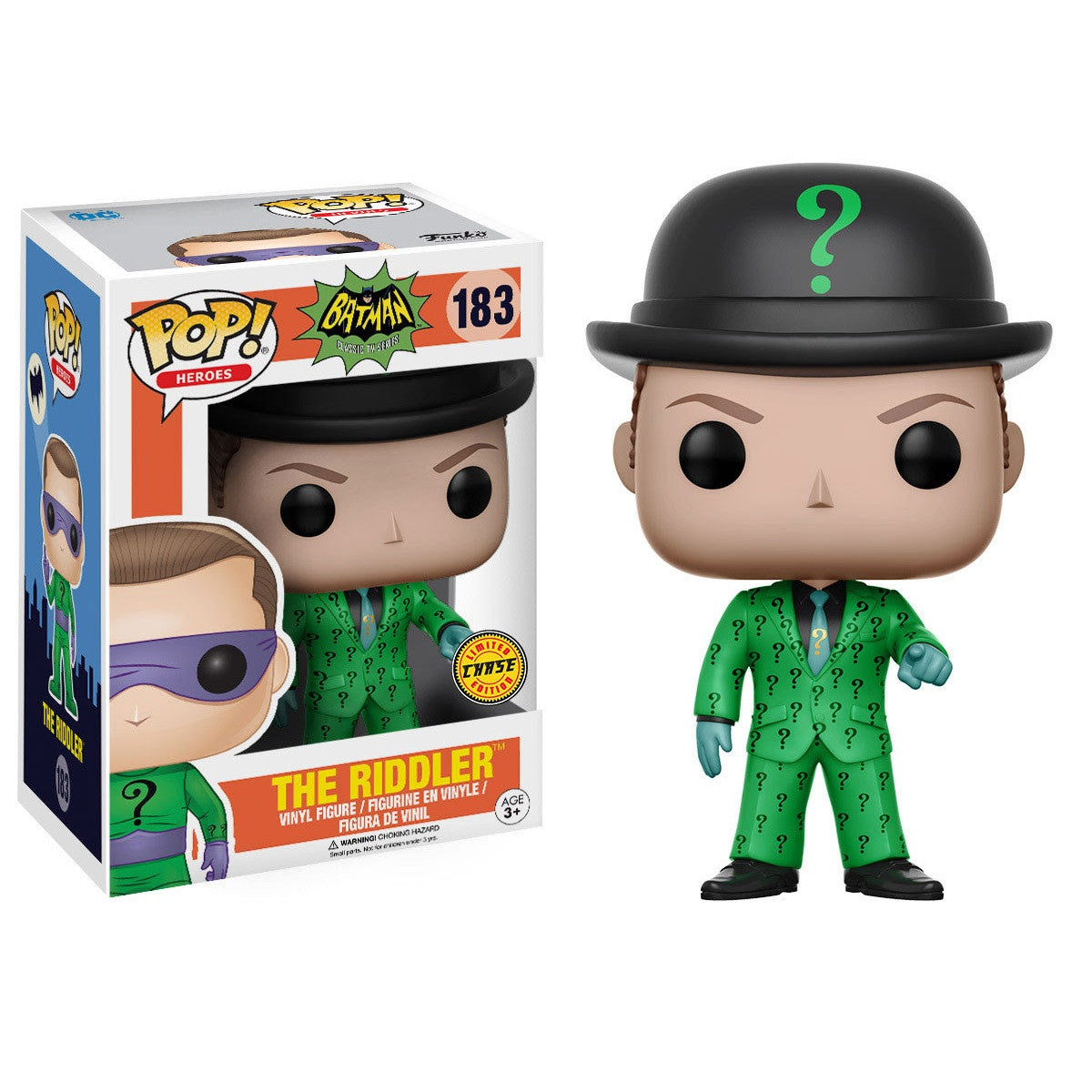 Vintage 1960s Batman Pop! Vinyl Figure - The Riddler 1966 Chase Edition | Collectible DC Comics Superhero Toy for Display, Gifts & Pop Culture Fans
